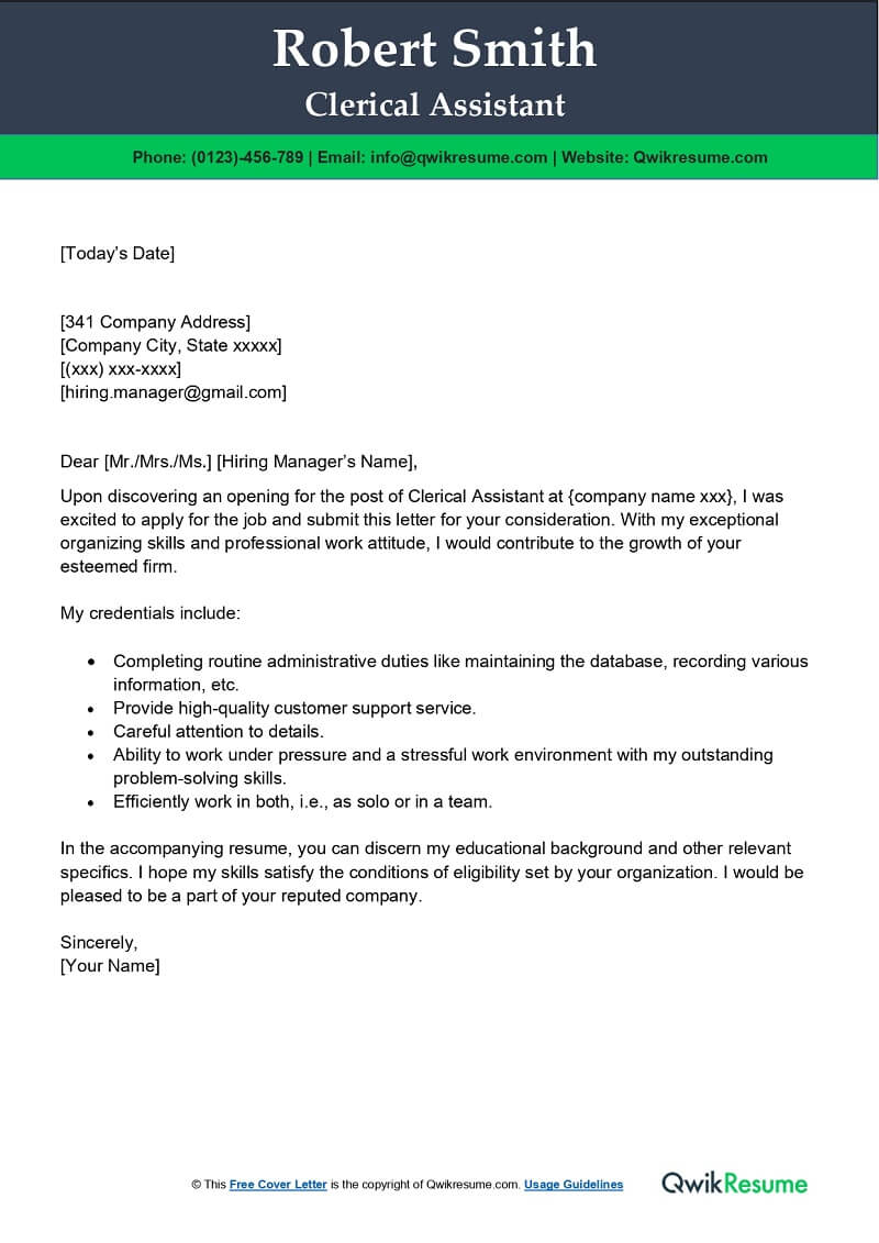 Clerical Cover Letter Examples Law Clerk Cover Letter Samples And