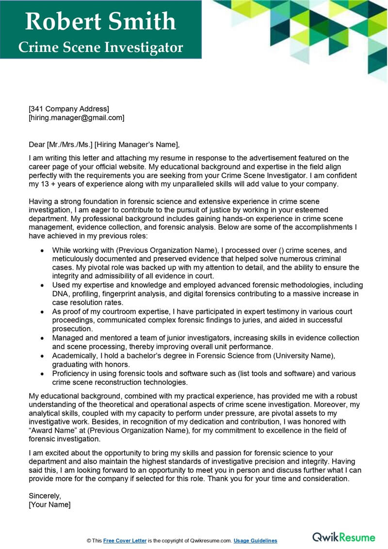 Crime Scene Investigator Job Cover Letter Infoupdate Crime Scene Investigator Job Cover Letter Infoupdate