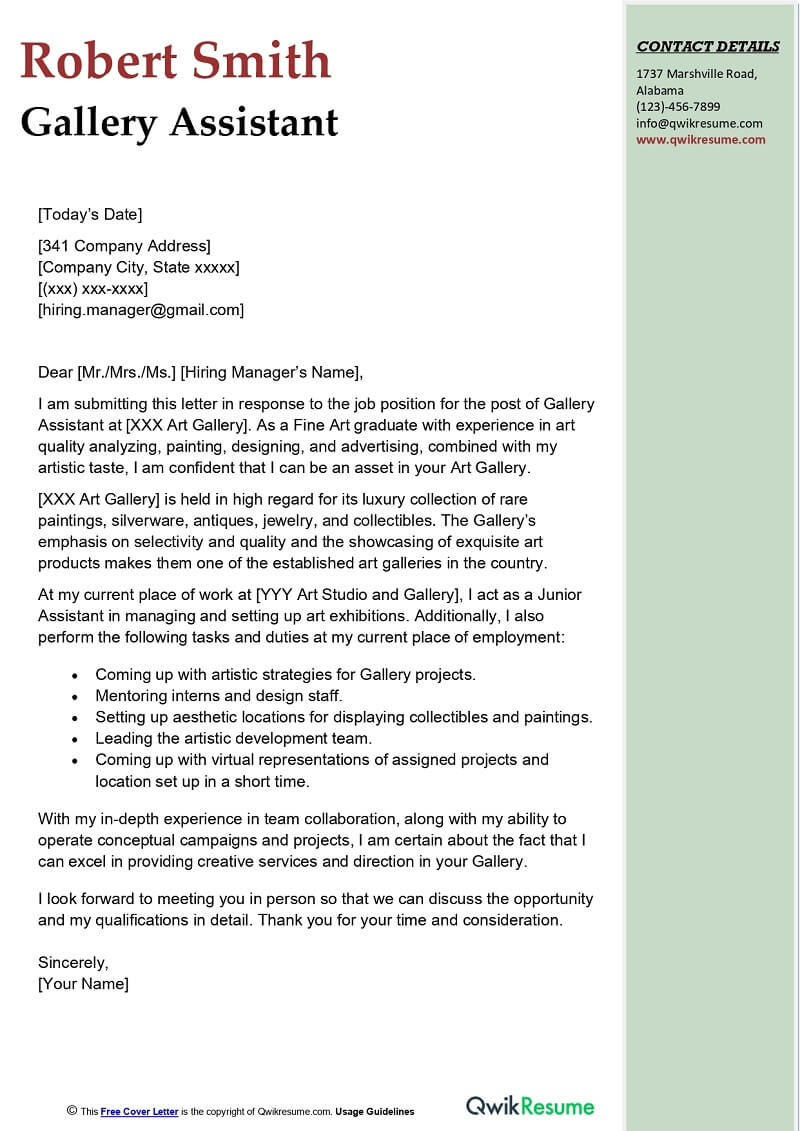 Museum Registrar Cover Letter Infoupdate