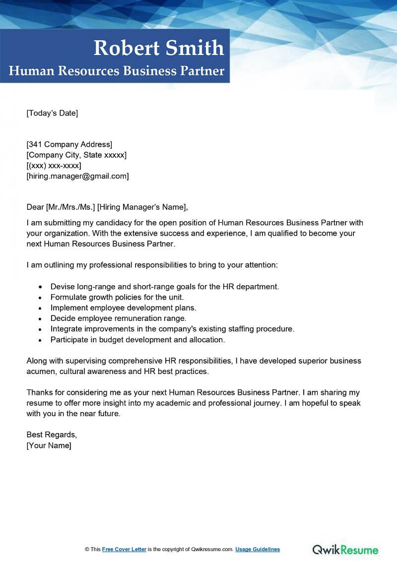 HR Intern Cover Letter Examples QwikResume