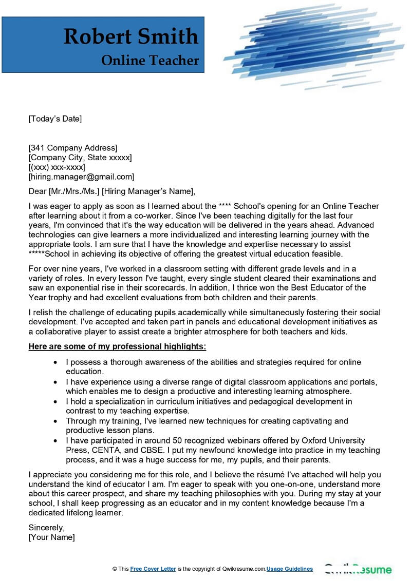 Teachers Istant Cover Letter Templates Infoupdate