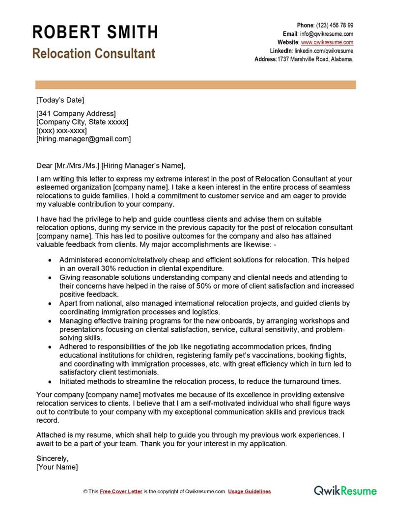 Relocation Consultant Cover Letter Examples QwikResume Relocation Consultant Cover Letter Examples QwikResume