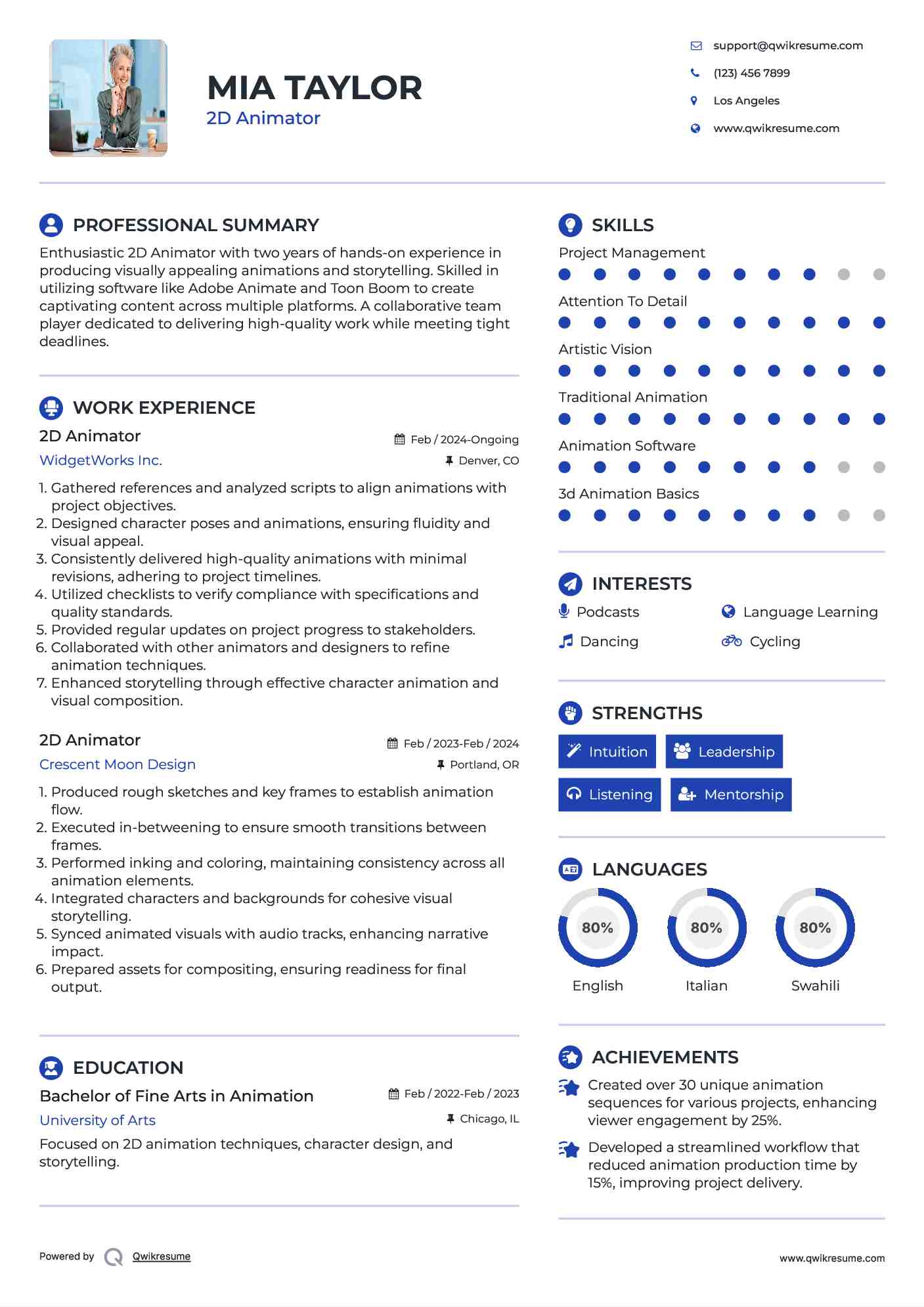 10 2D Animator Resume Samples - 2d Animator 1677678097 Pdf 