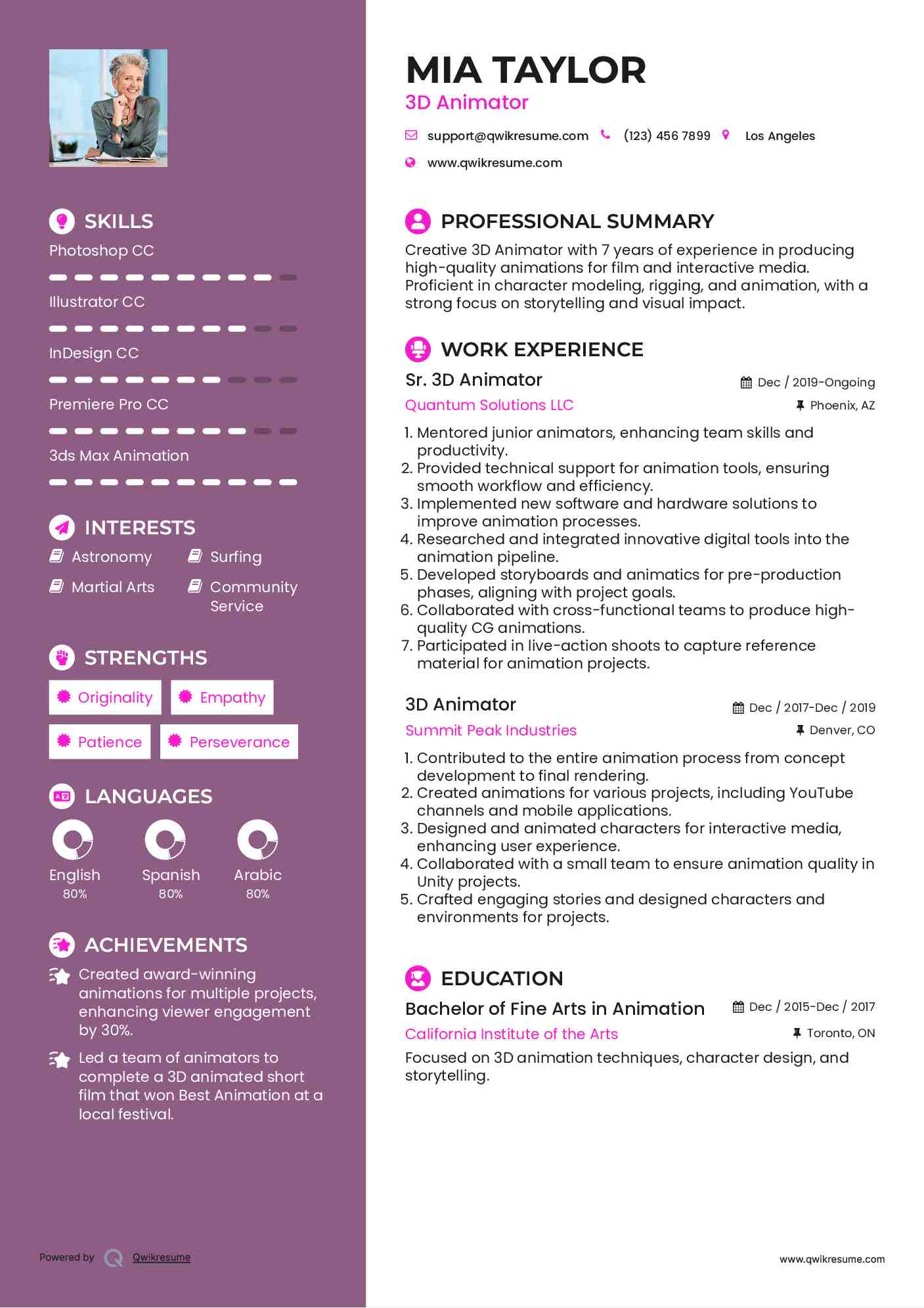 10 3D Animator Resume Samples - 3d Animator 1593781688 Pdf