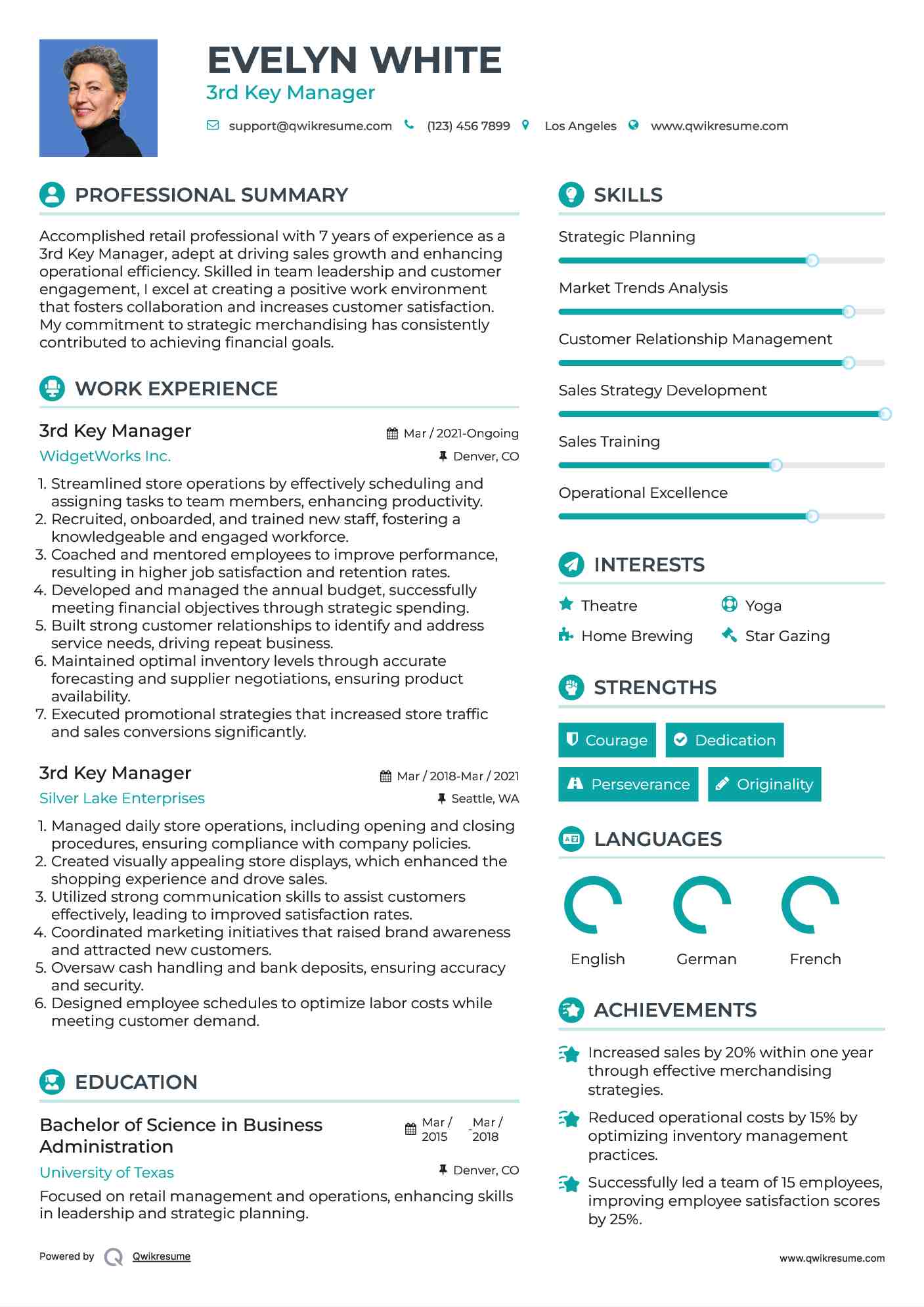 3rd Key Manager Resume Format