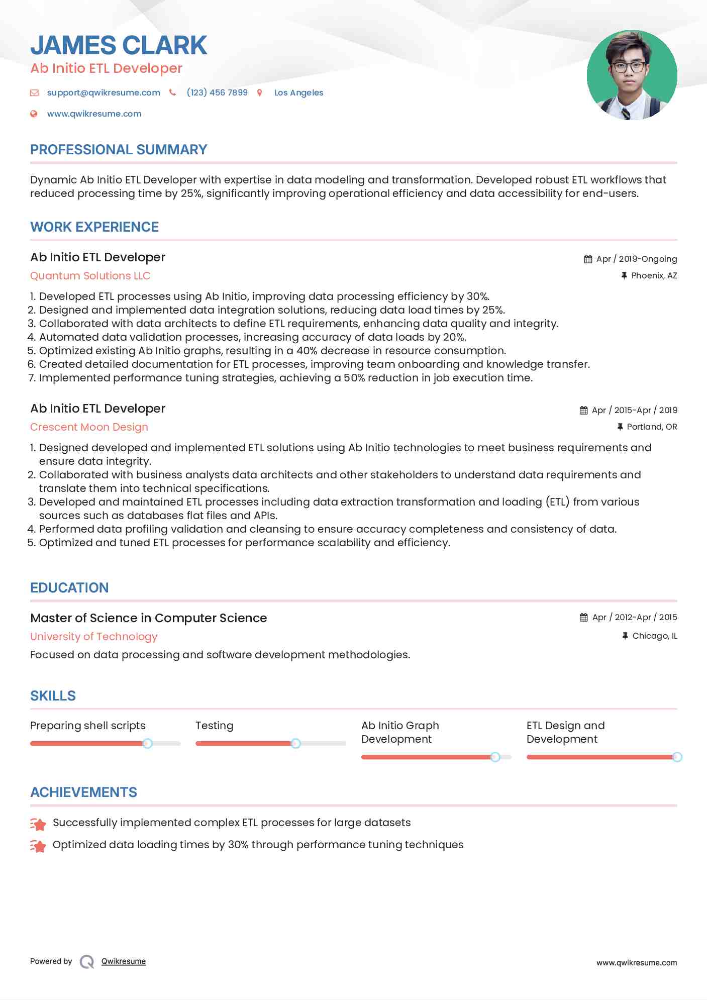 10+ Ab Initio Etl Developer Resume Samples & Templates for 2025
