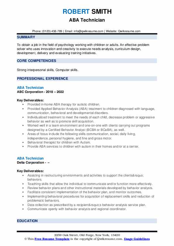 ABA Technician Resume Samples - Aba Technician 1662190212 Pdf 