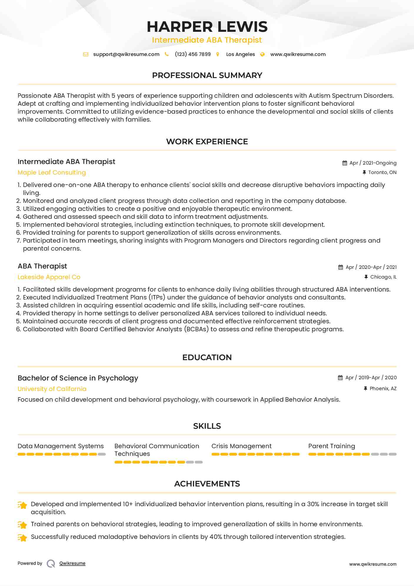 10 ABA Therapist Resume Samples - Aba Therapist 1579772189 Pdf 