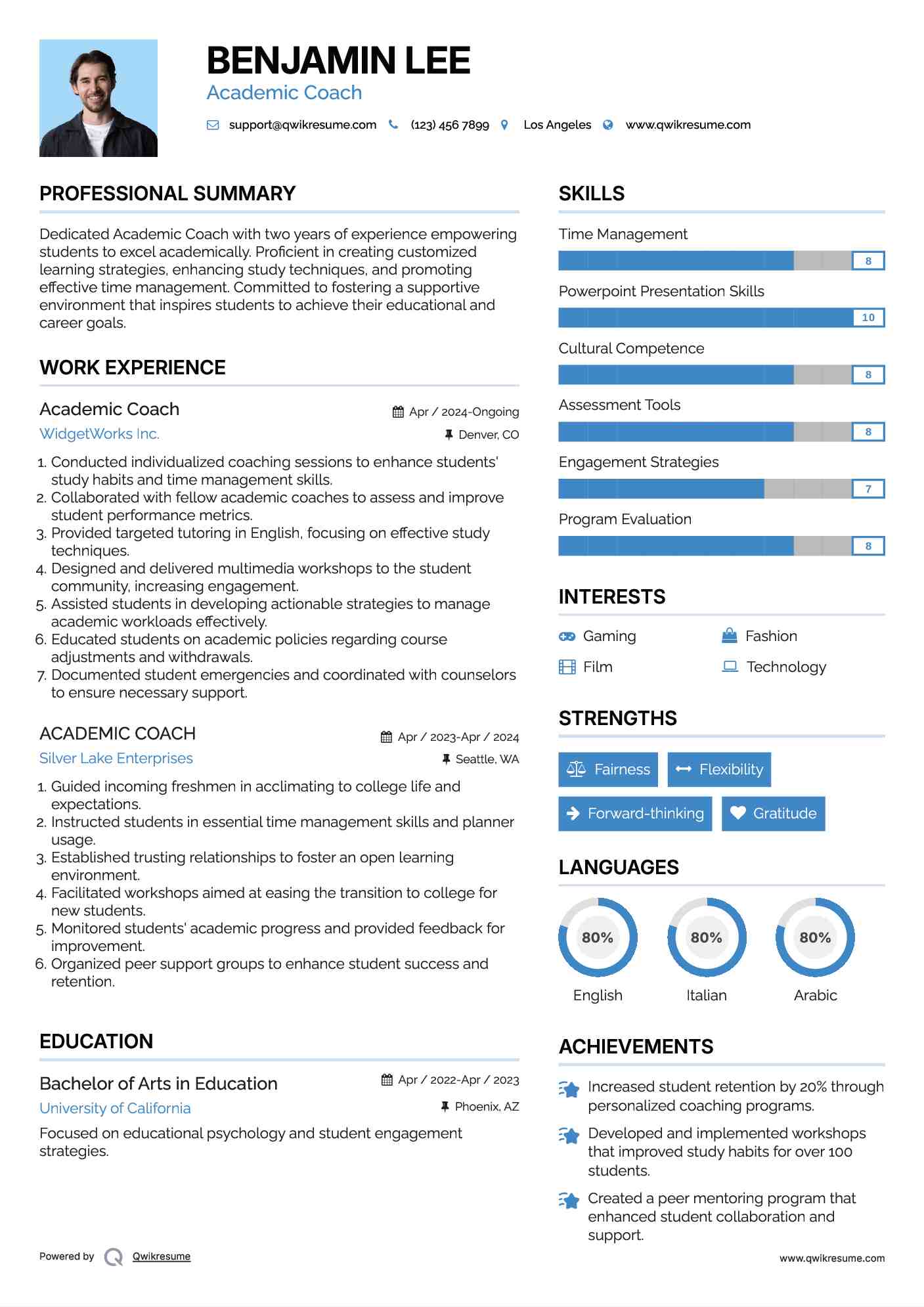 Academic Coach Resume Template