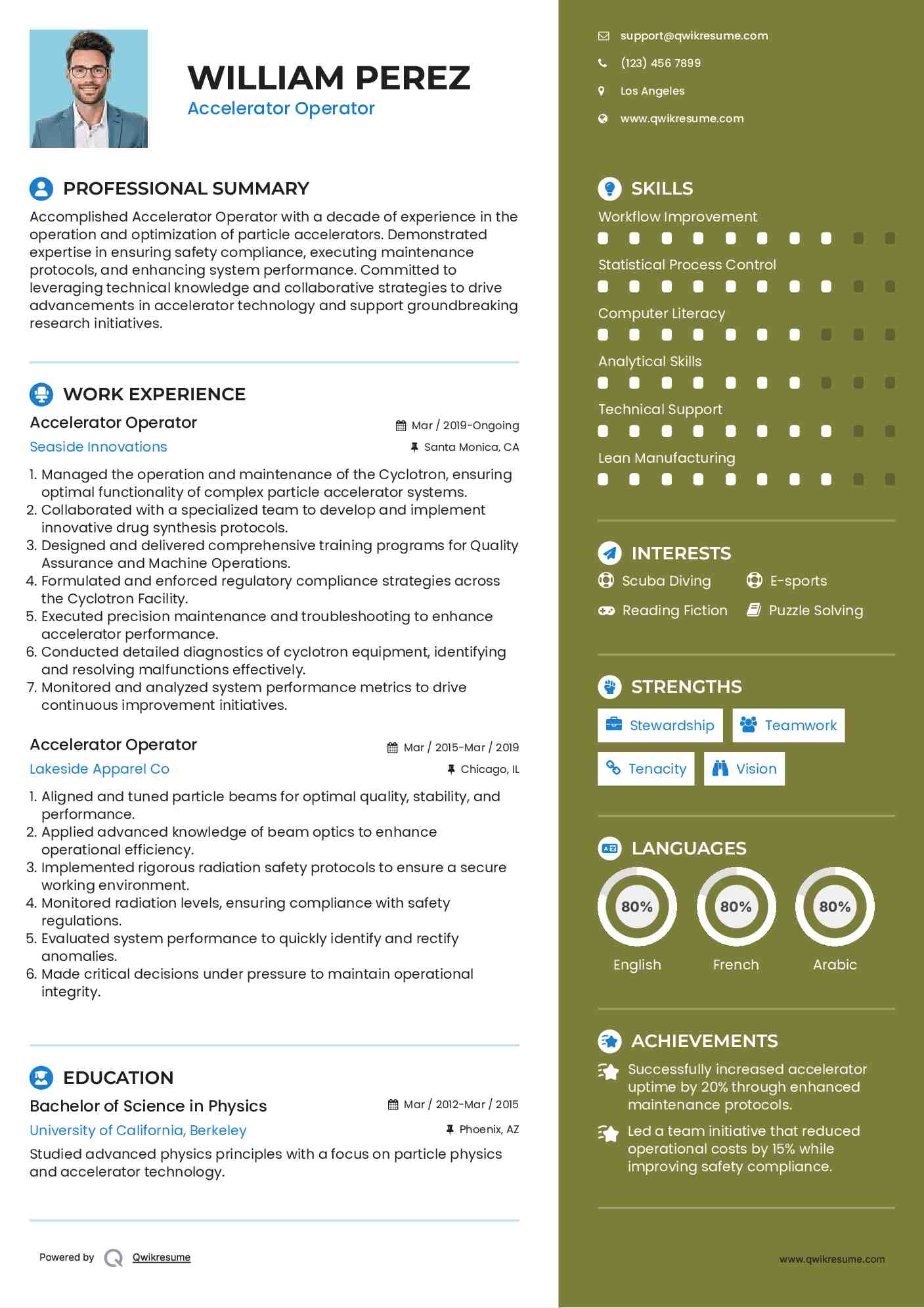 Accelerator Operator Resume Example