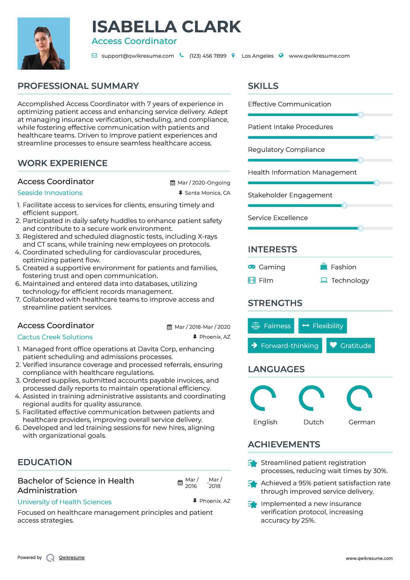 Access Coordinator Resume Template