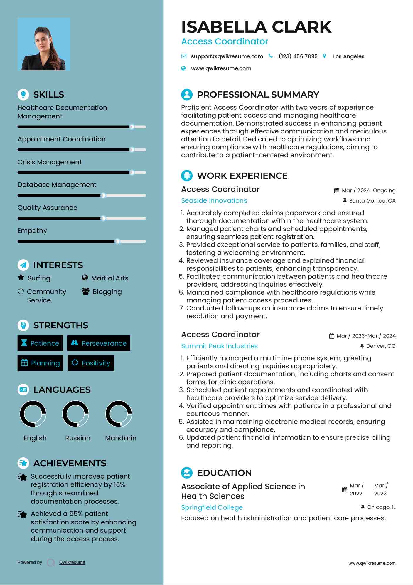 Access Coordinator Resume Example