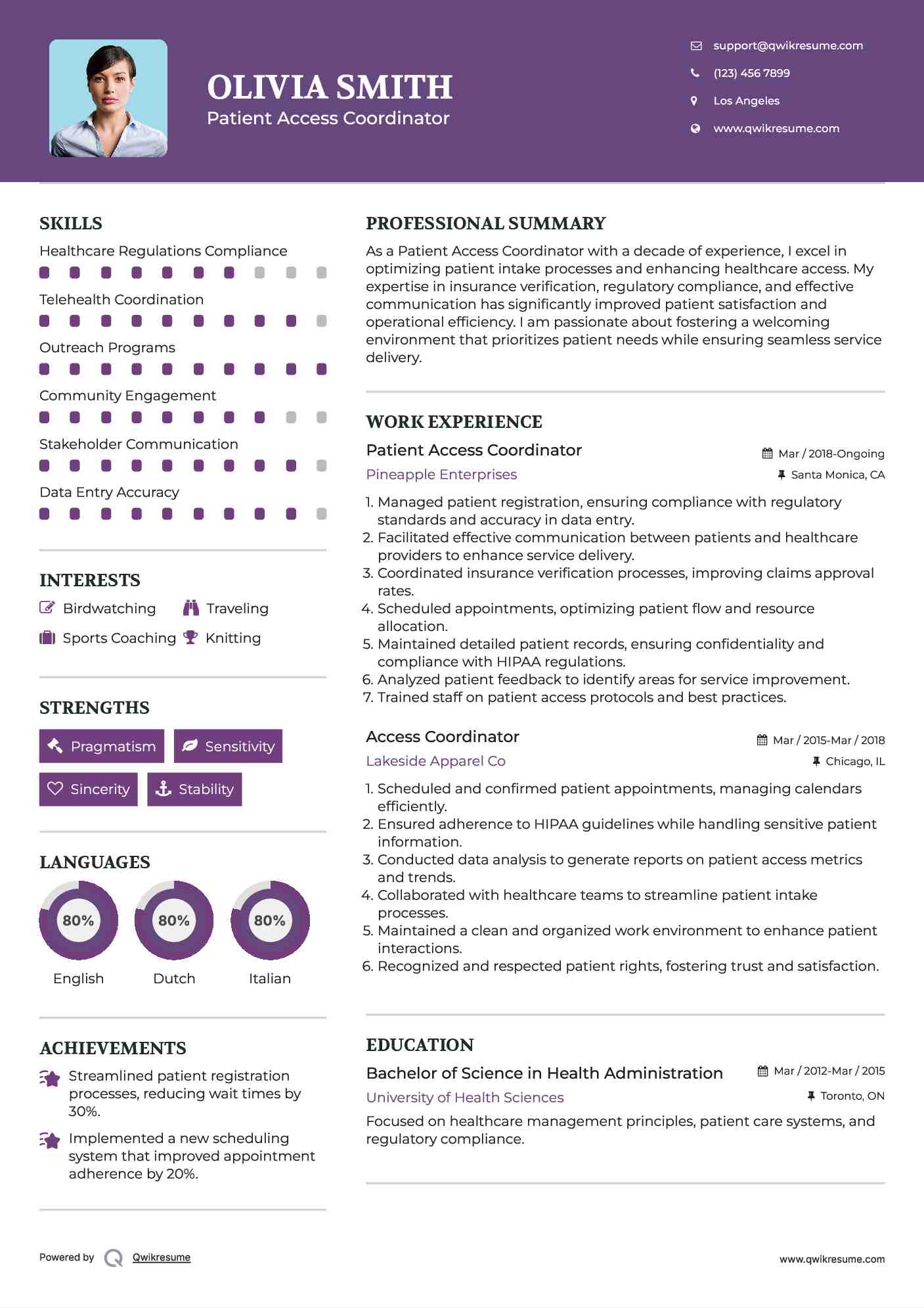 Access Coordinator Resume Samples QwikResume