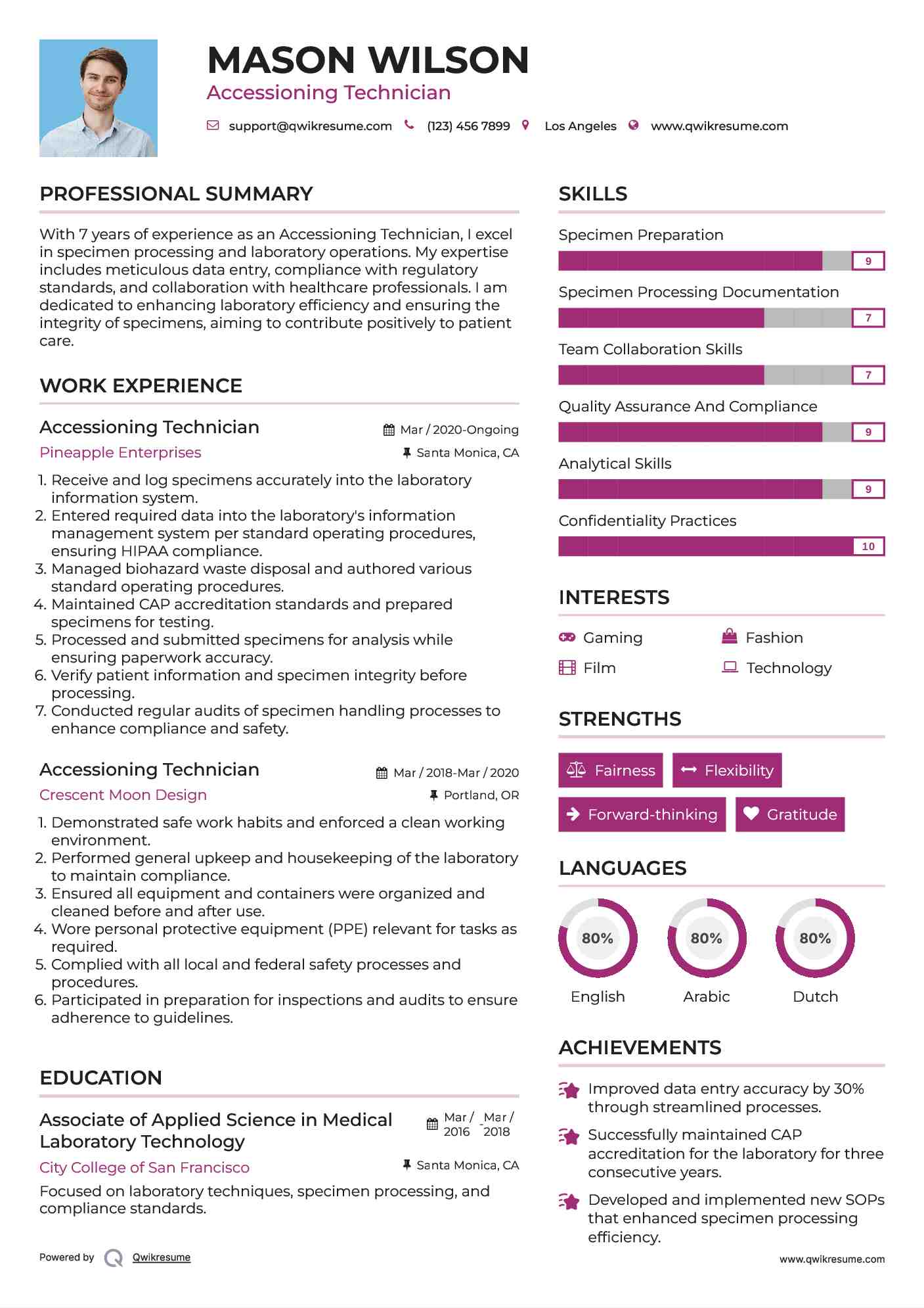 Accessioning Technician Resume Template
