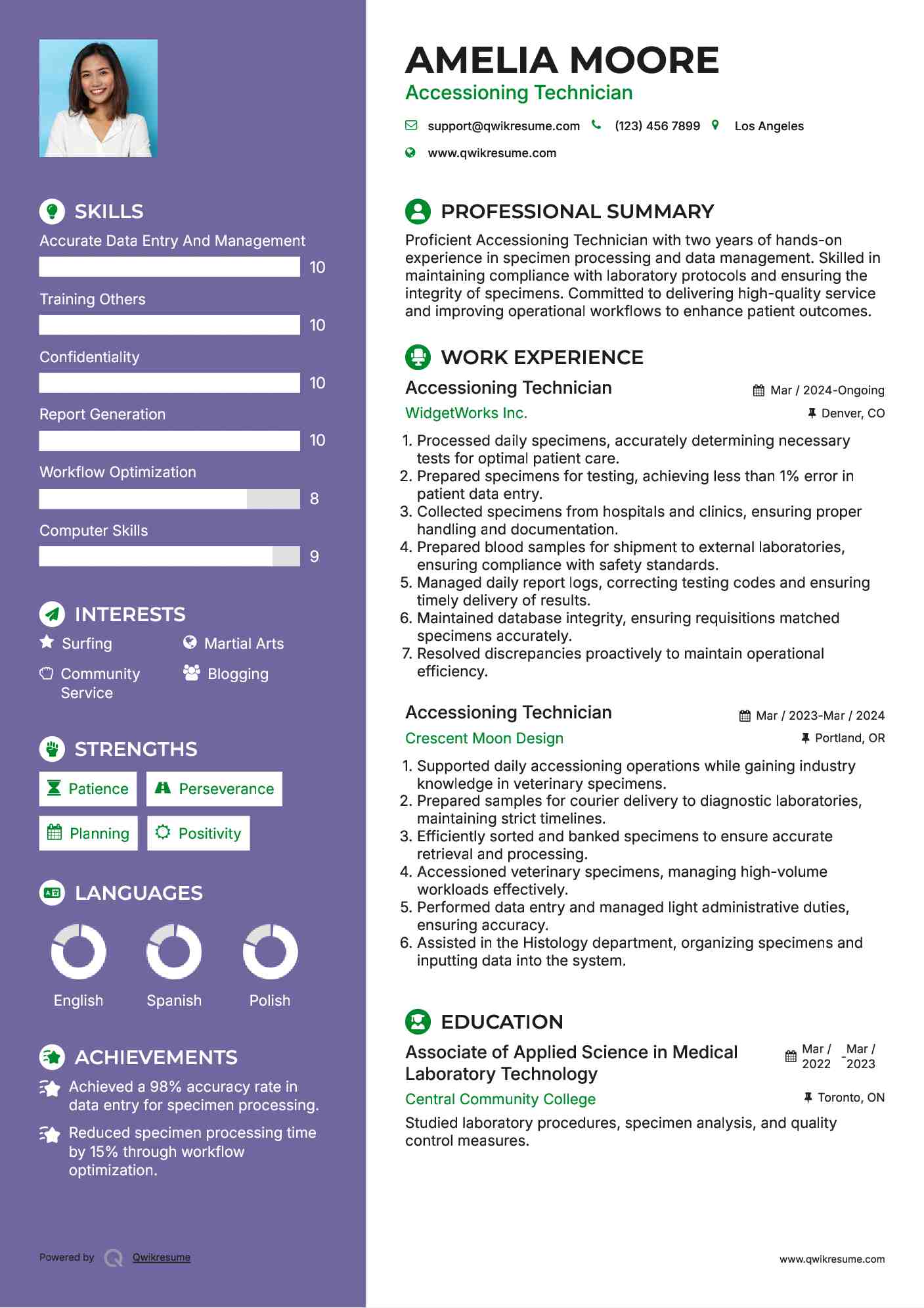 Accessioning Technician Resume Template