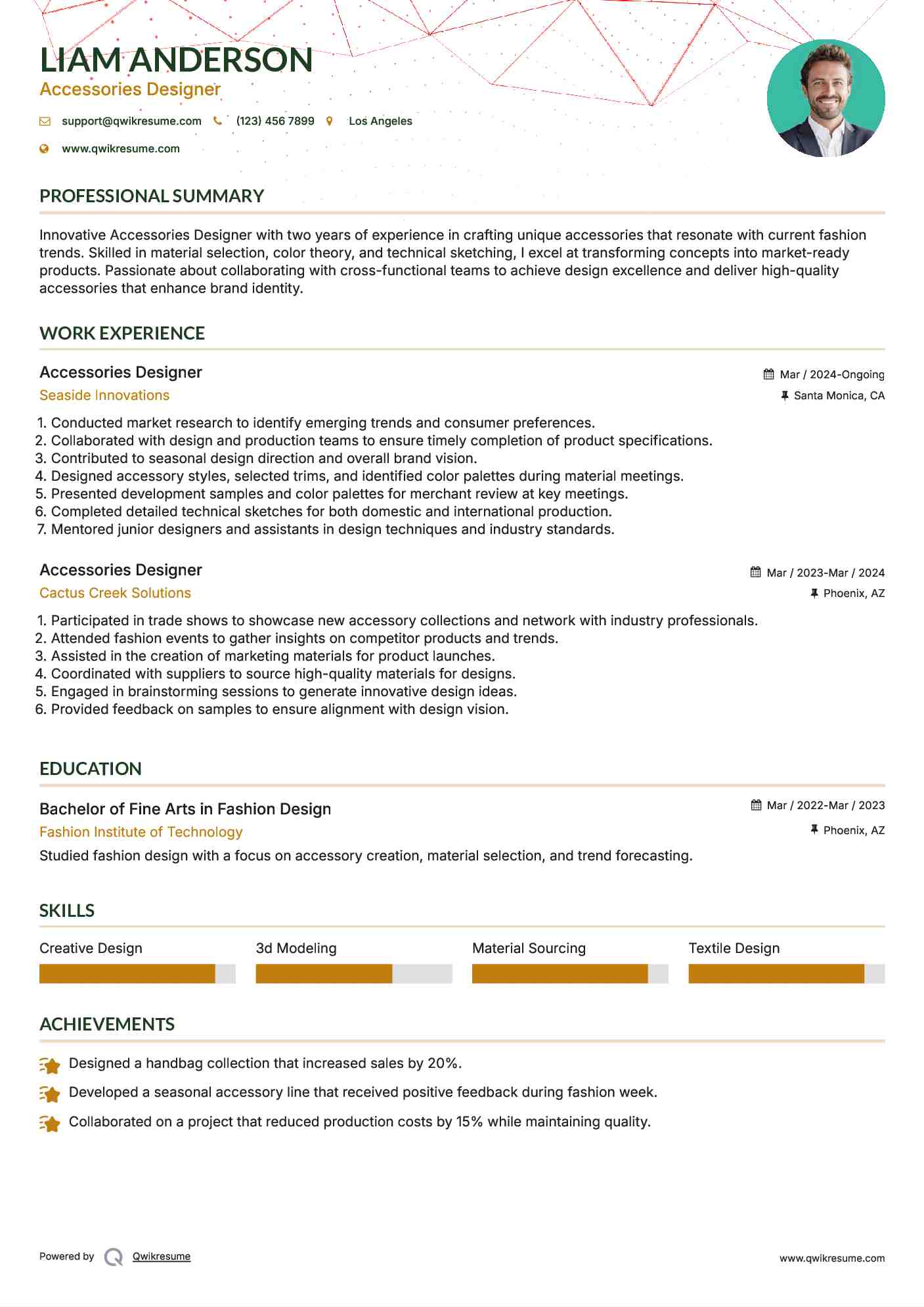 Accessories Designer Resume Model