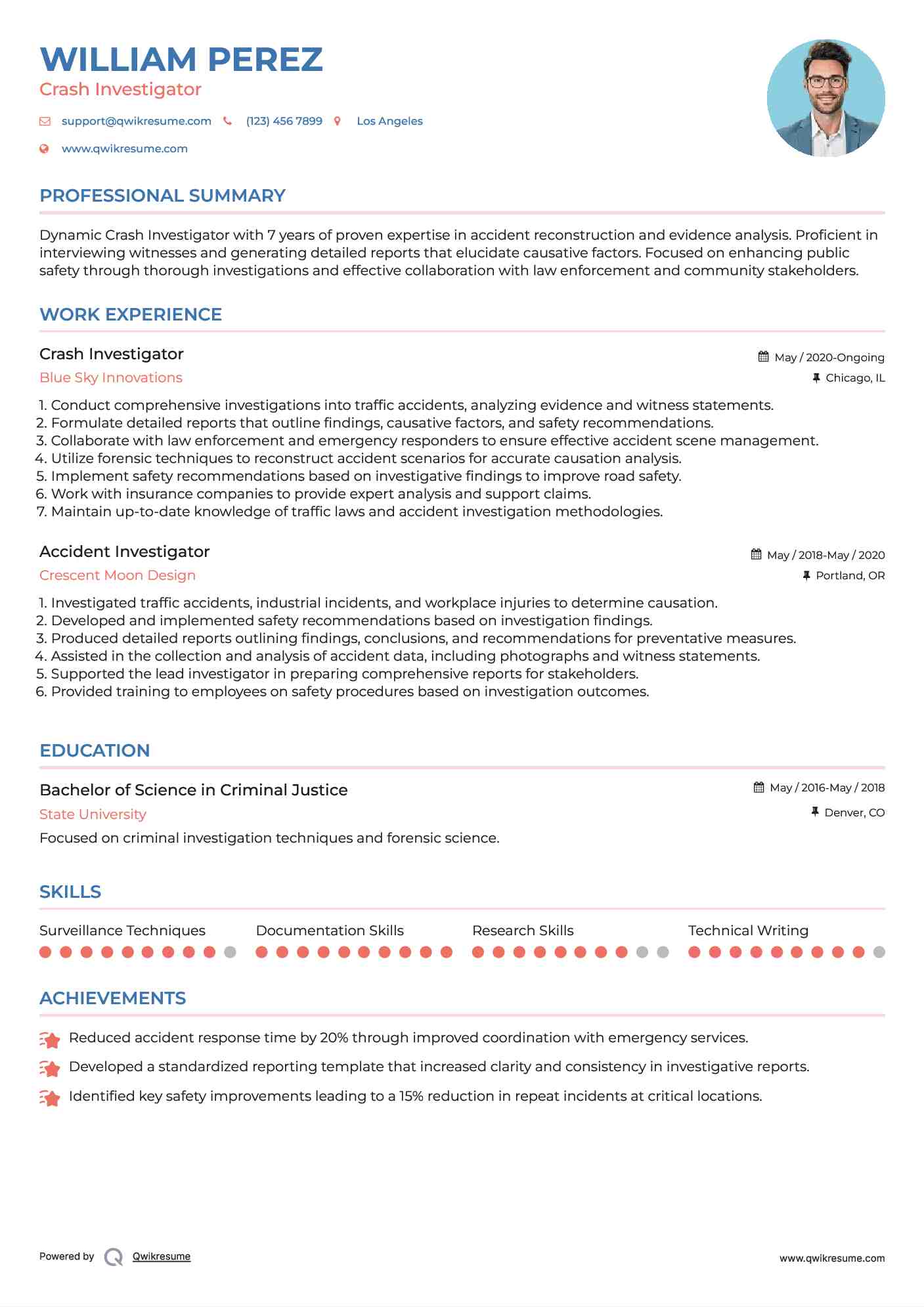 Crash Investigator Resume Template