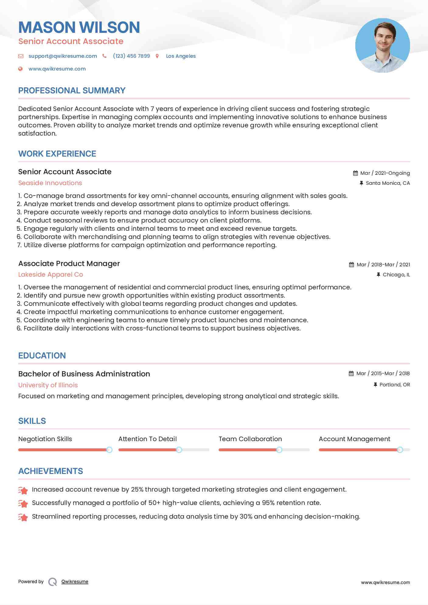 Senior Account Associate Resume Template