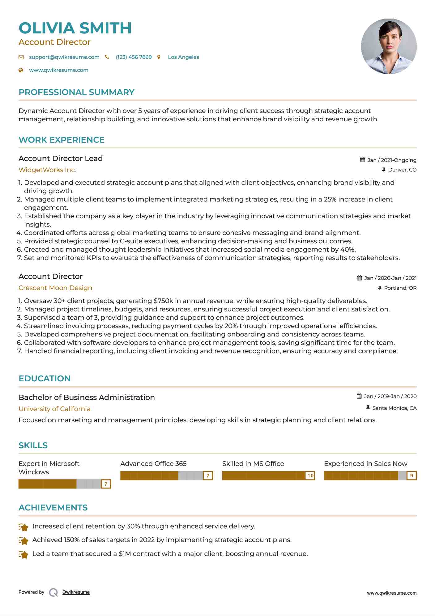 Account Director Lead Resume Template