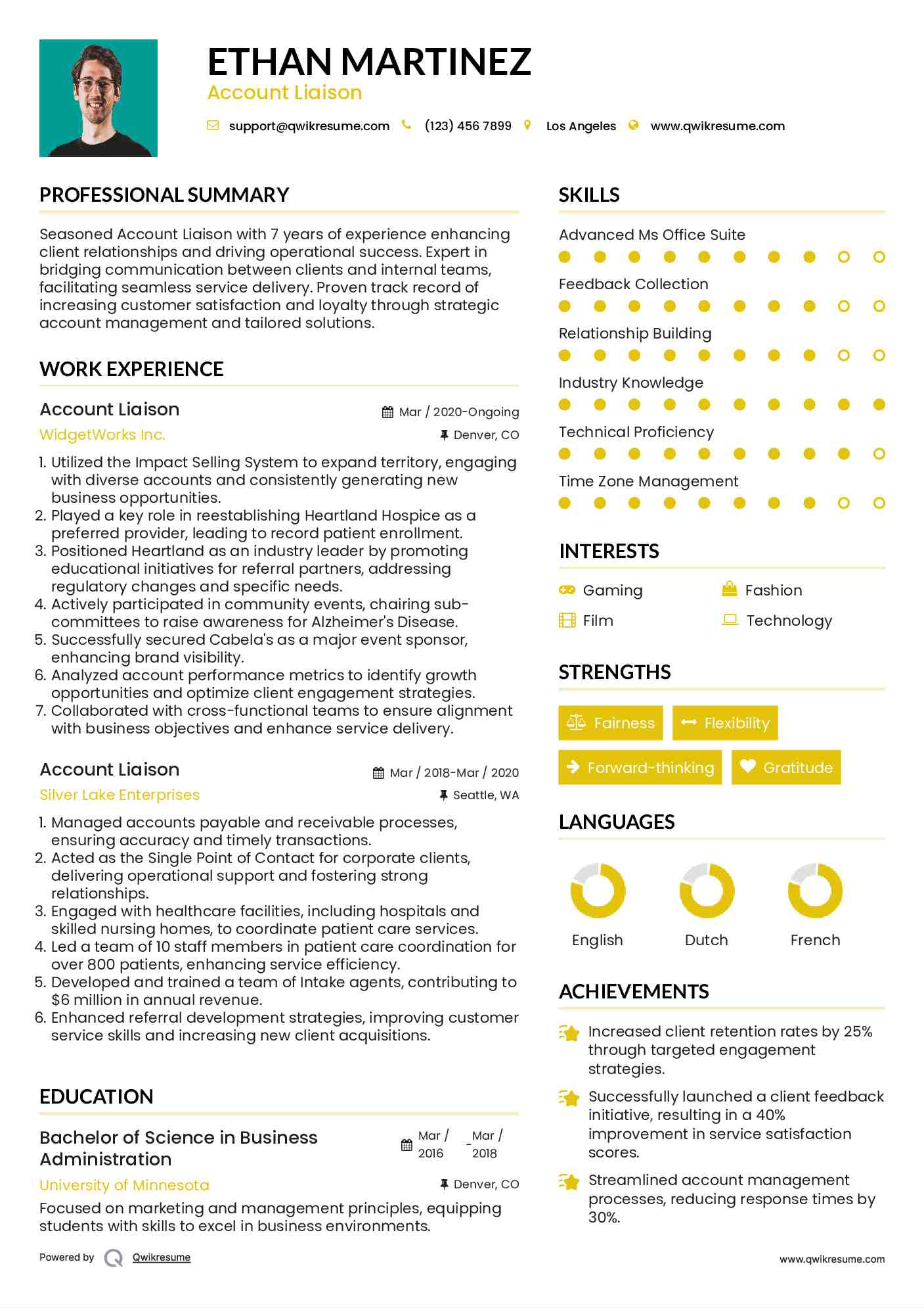 Account Liaison Resume Format