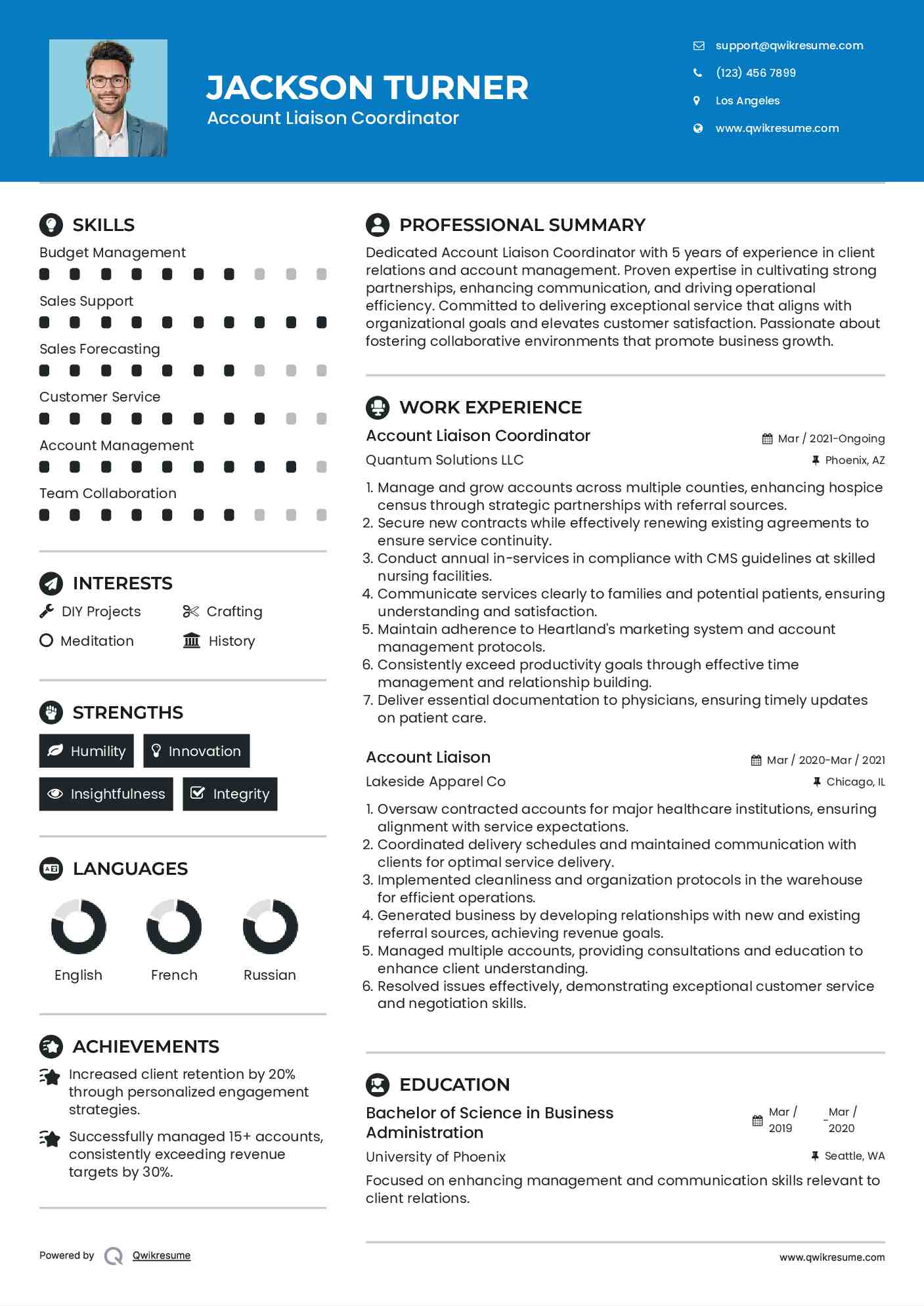 Account Liaison Coordinator Resume Format