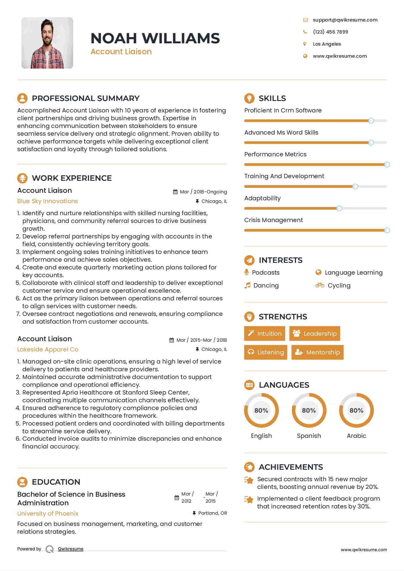 Account Liaison Resume Format