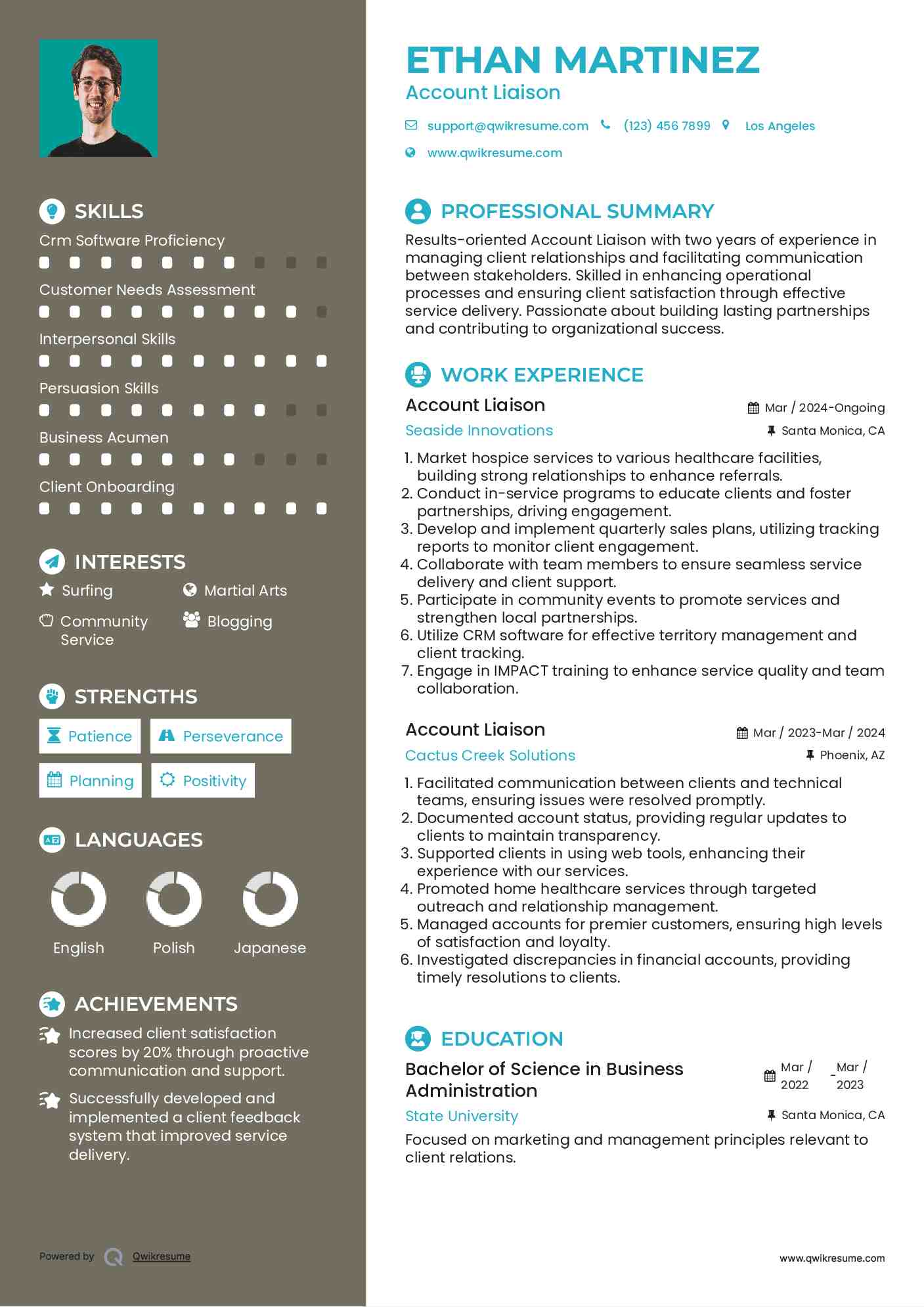 Account Liaison Resume Format