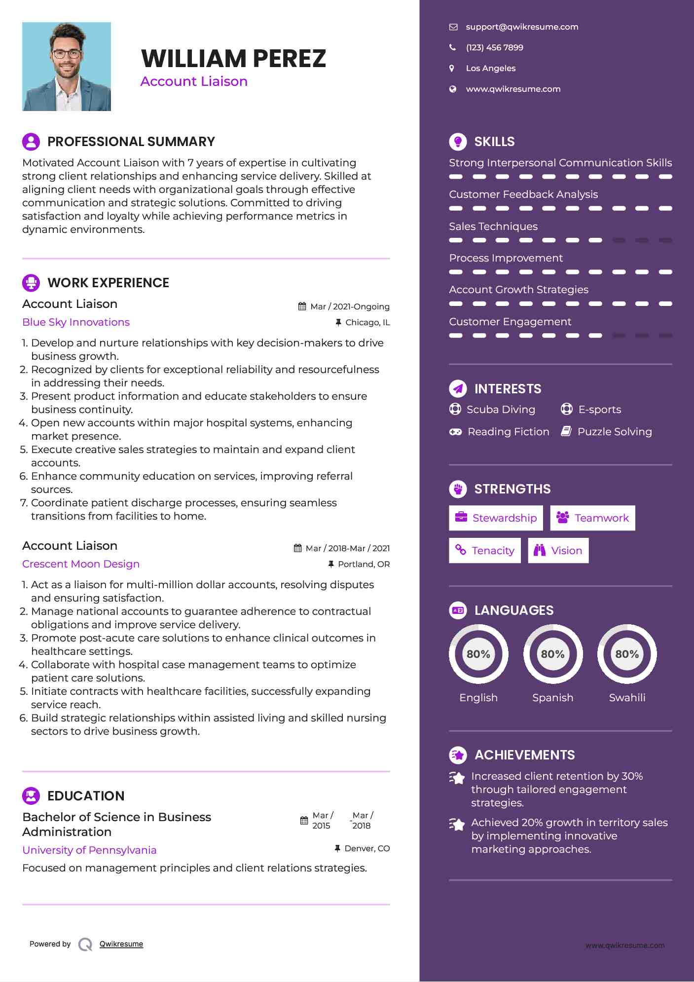 Account Liaison Resume Template