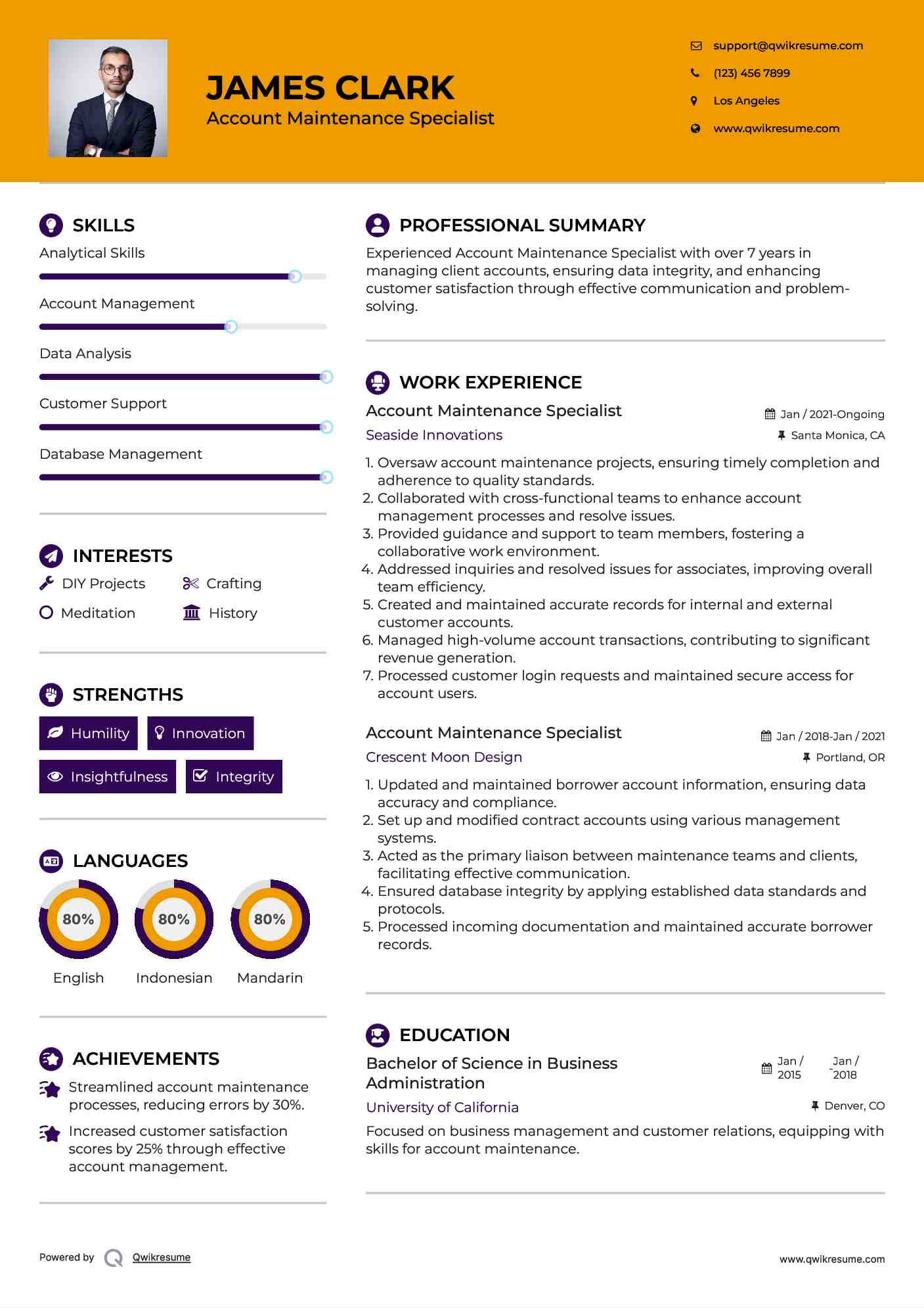 Account Maintenance Specialist Resume Format