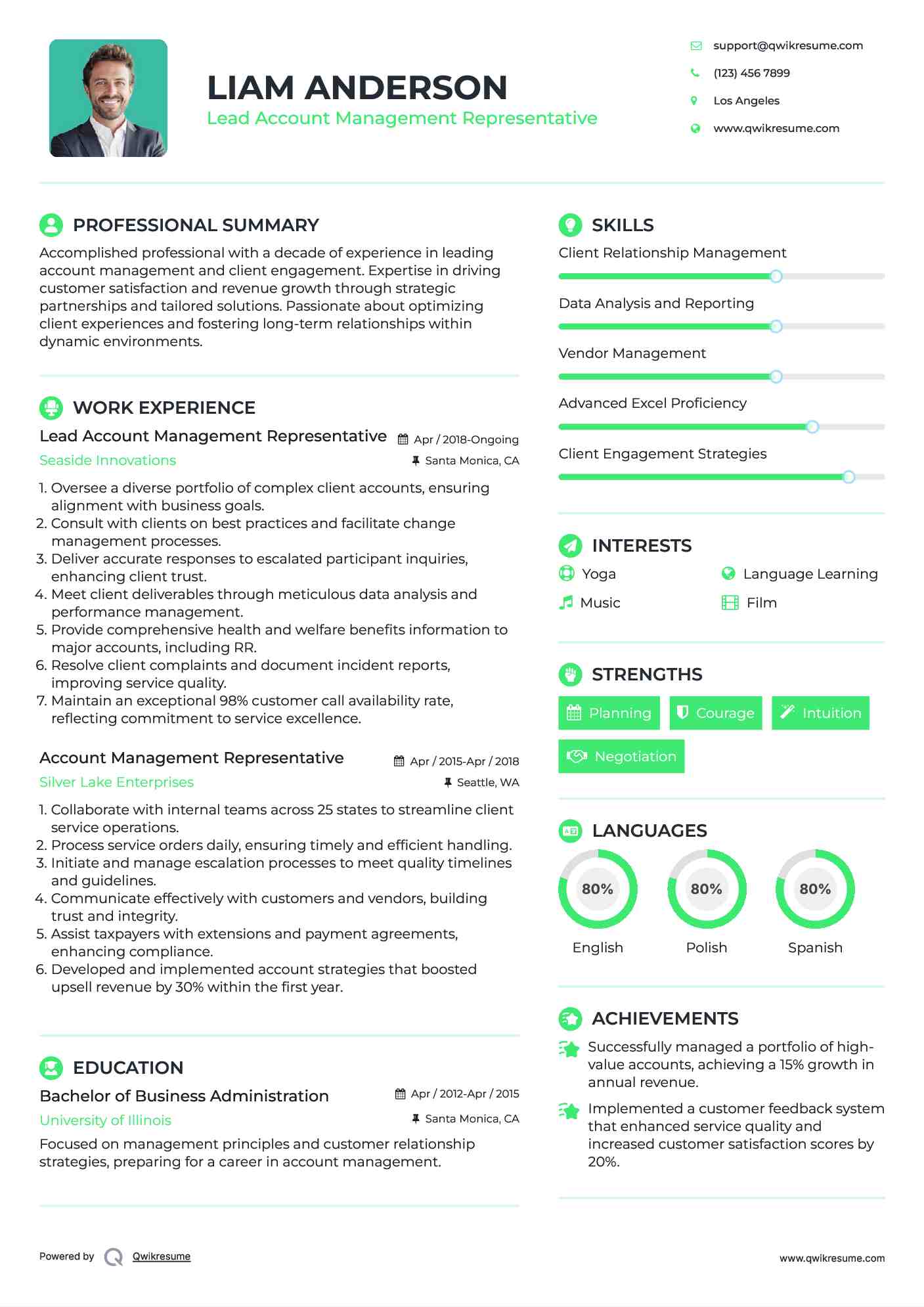 Lead Account Management Representative Resume Sample