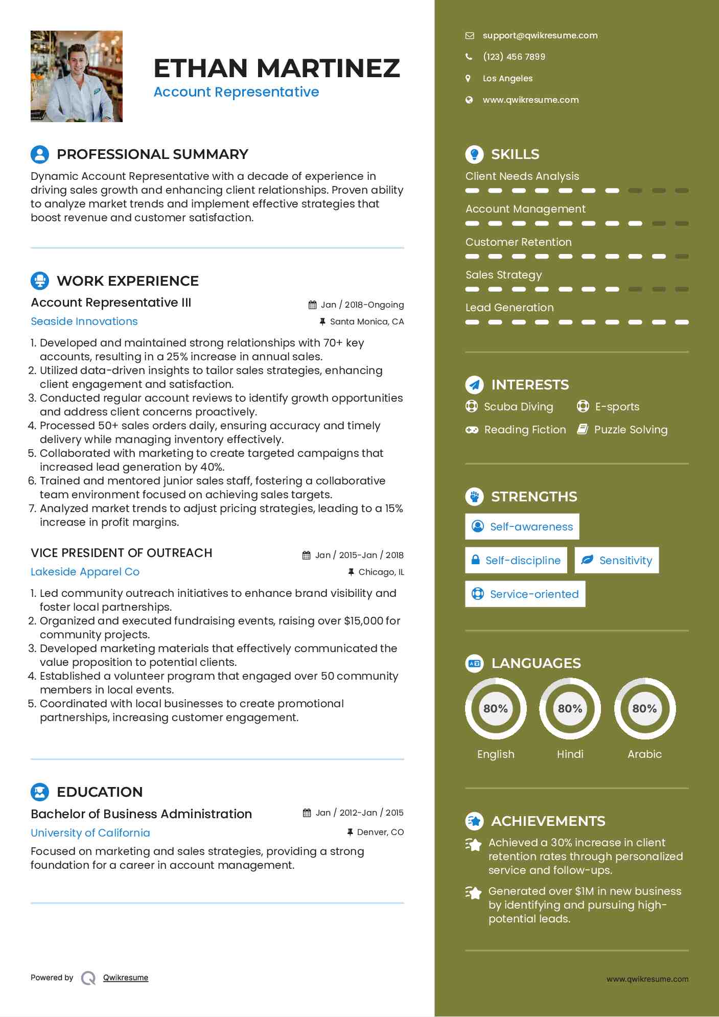 Account Representative III Resume Format
