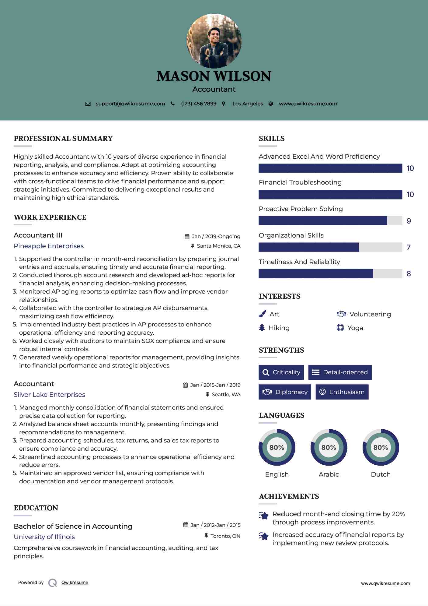 Accountant III Resume Sample