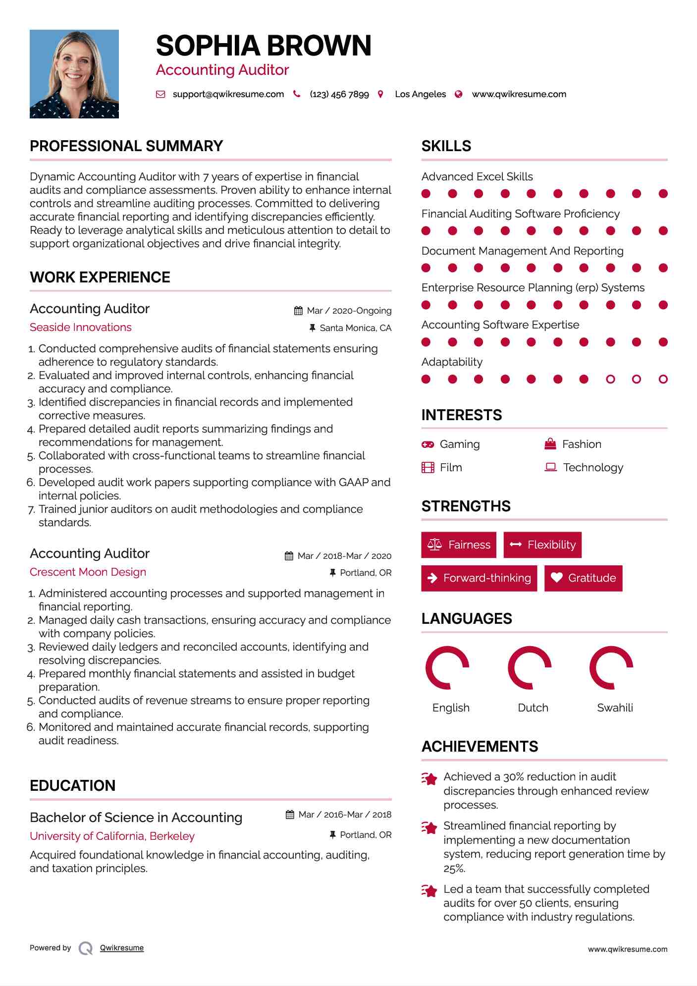 Accounting Auditor Resume Format