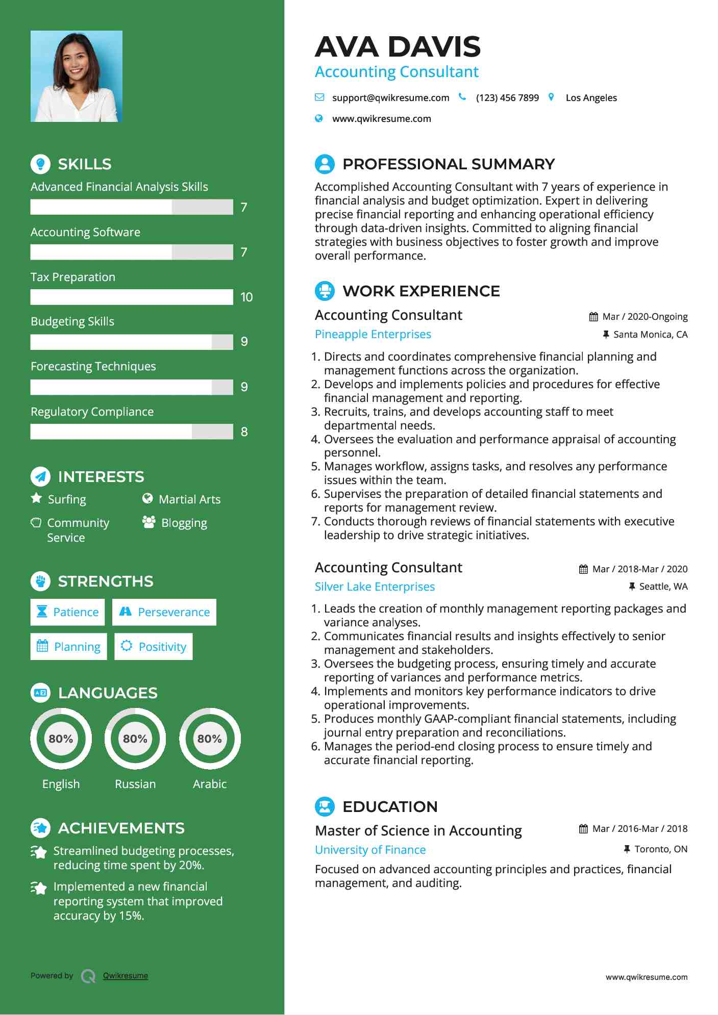 Accounting Consultant Resume Template
