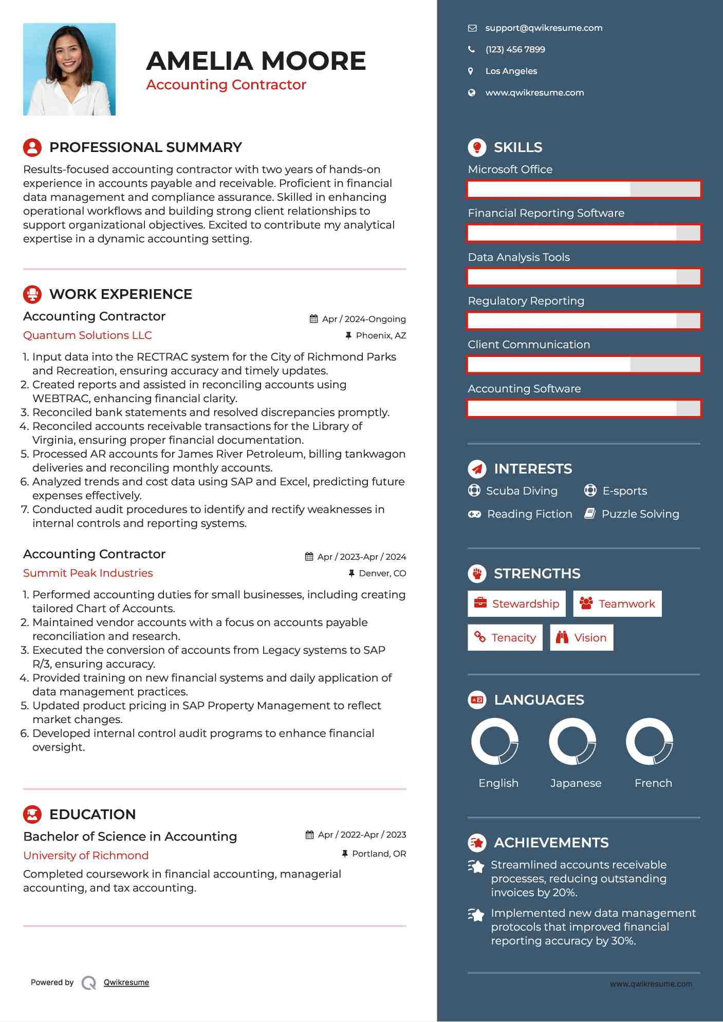 Accounting Contractor Resume Format