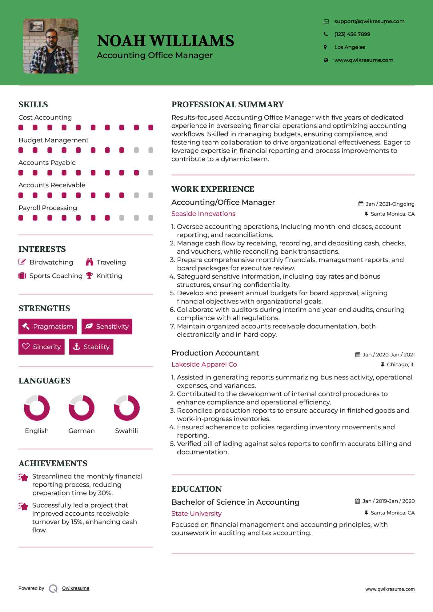 accounting office manager resume