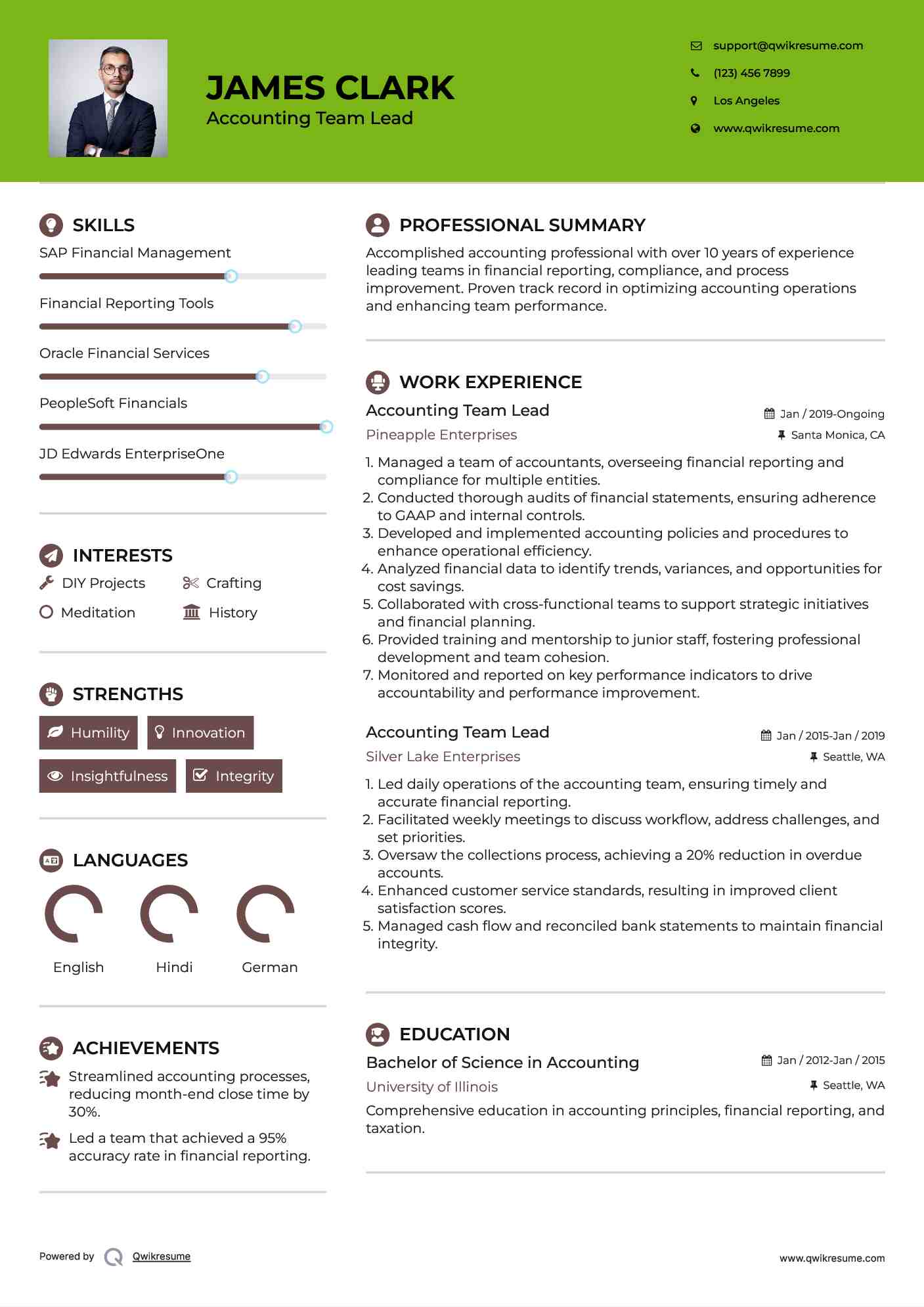 Accounting Team Lead Resume Format