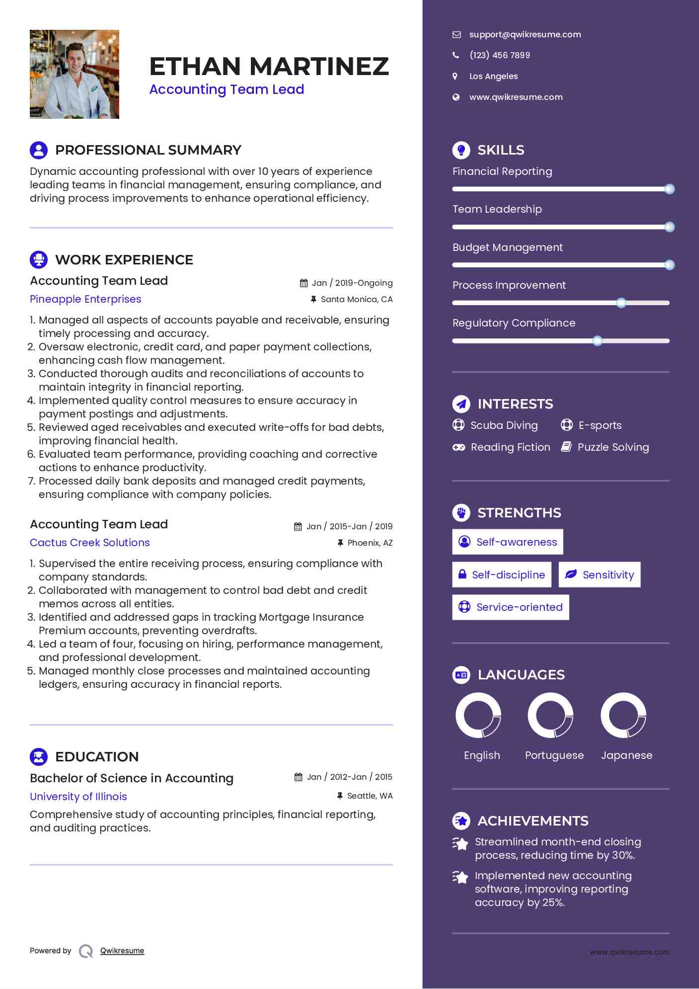 Accounting Team Lead Resume Template