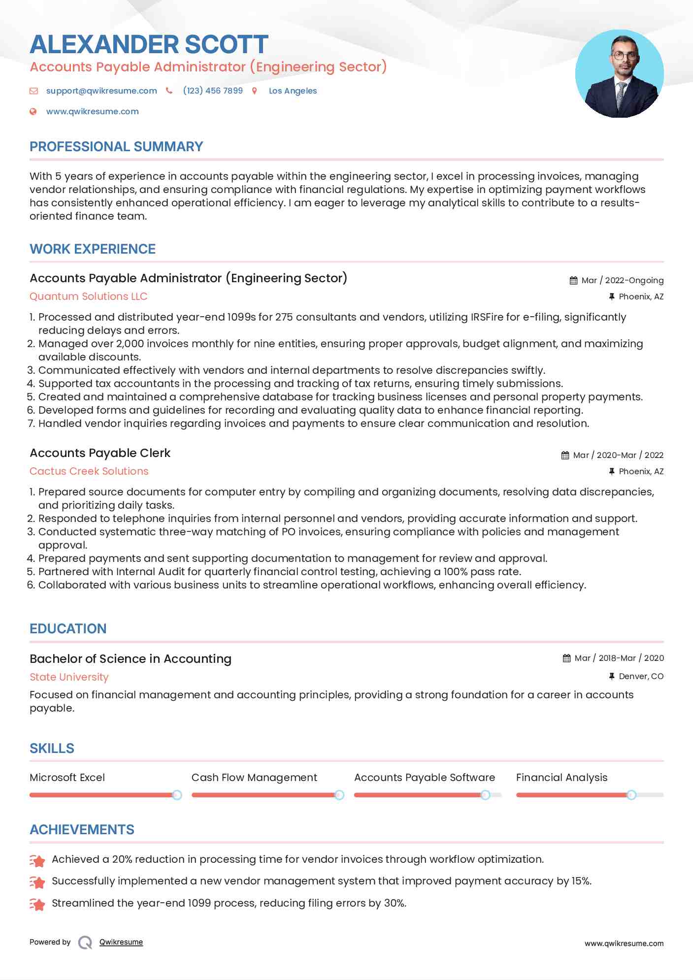 Accounts Payable Administrator (Engineering Sector) Resume Model