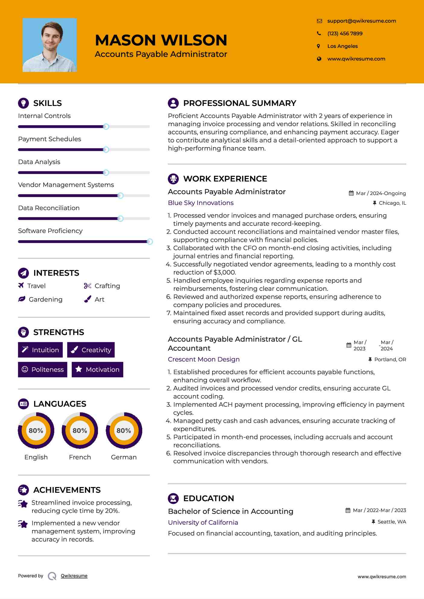 Accounts Payable Administrator Resume Example