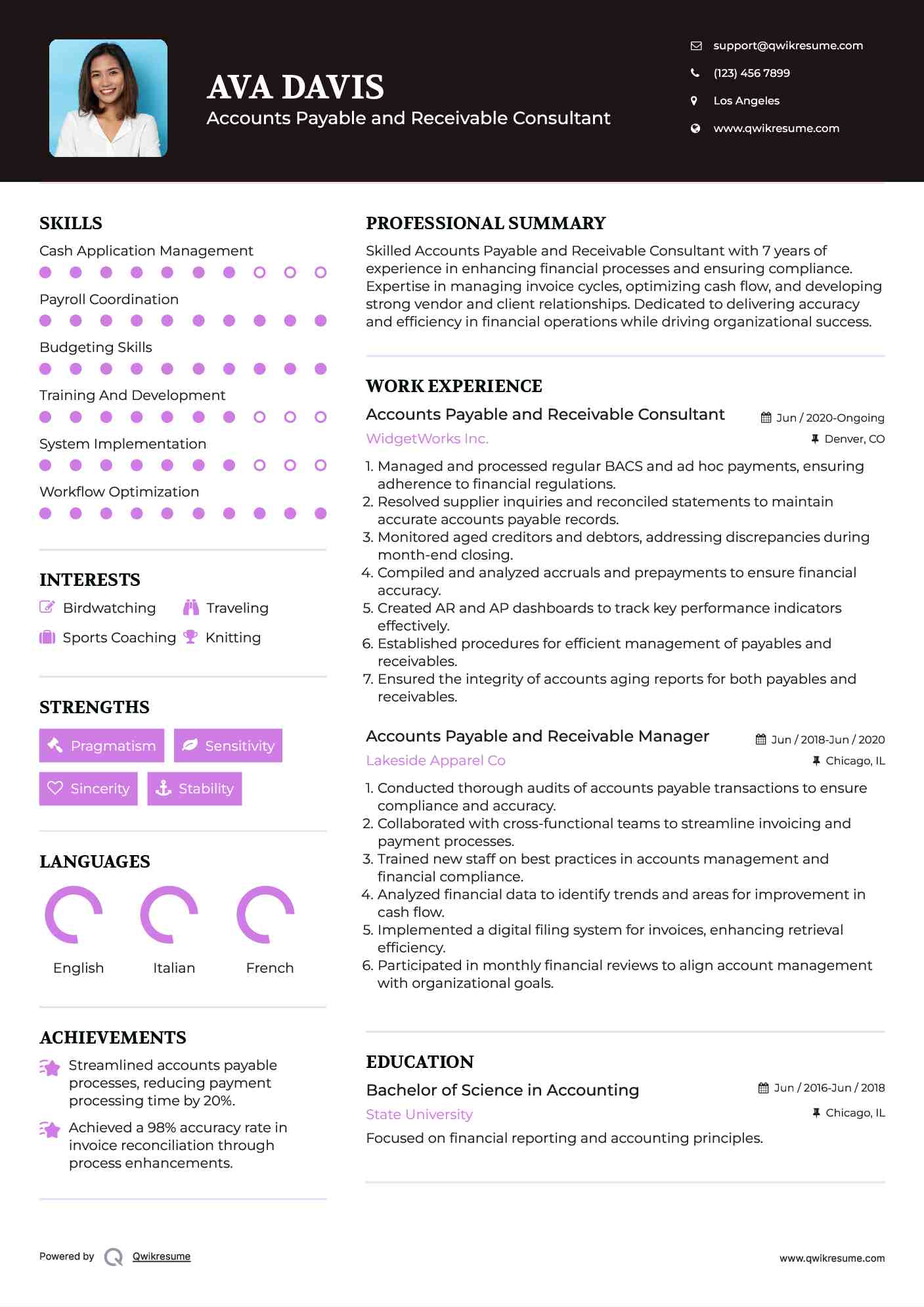 Accounts Payable and Receivable Consultant Resume Template