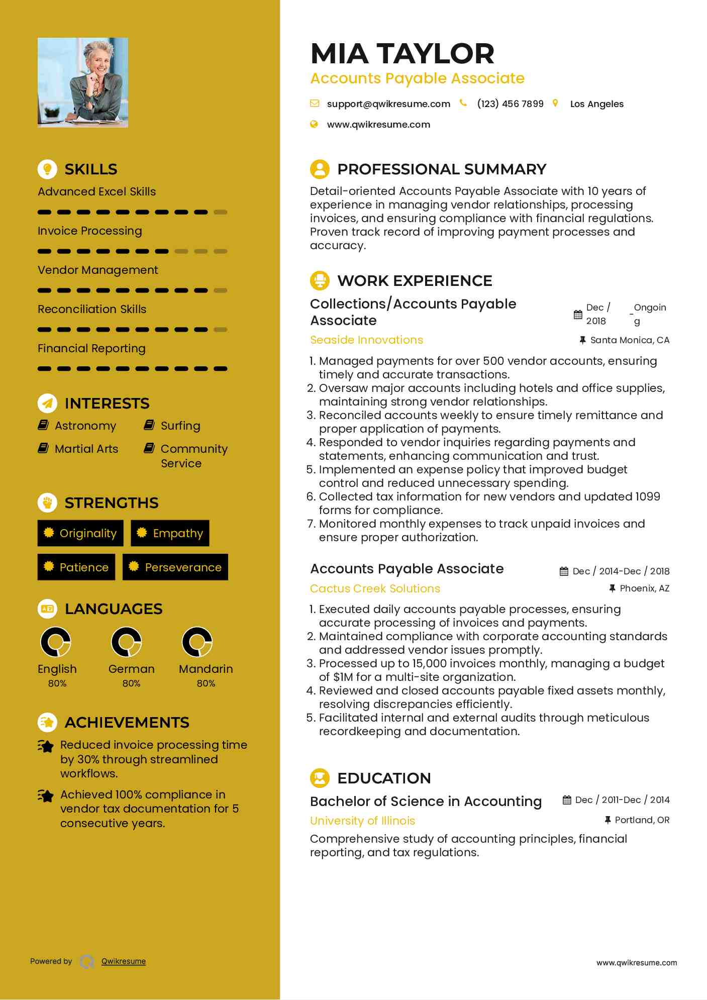 Collections/Accounts Payable Associate Resume Template