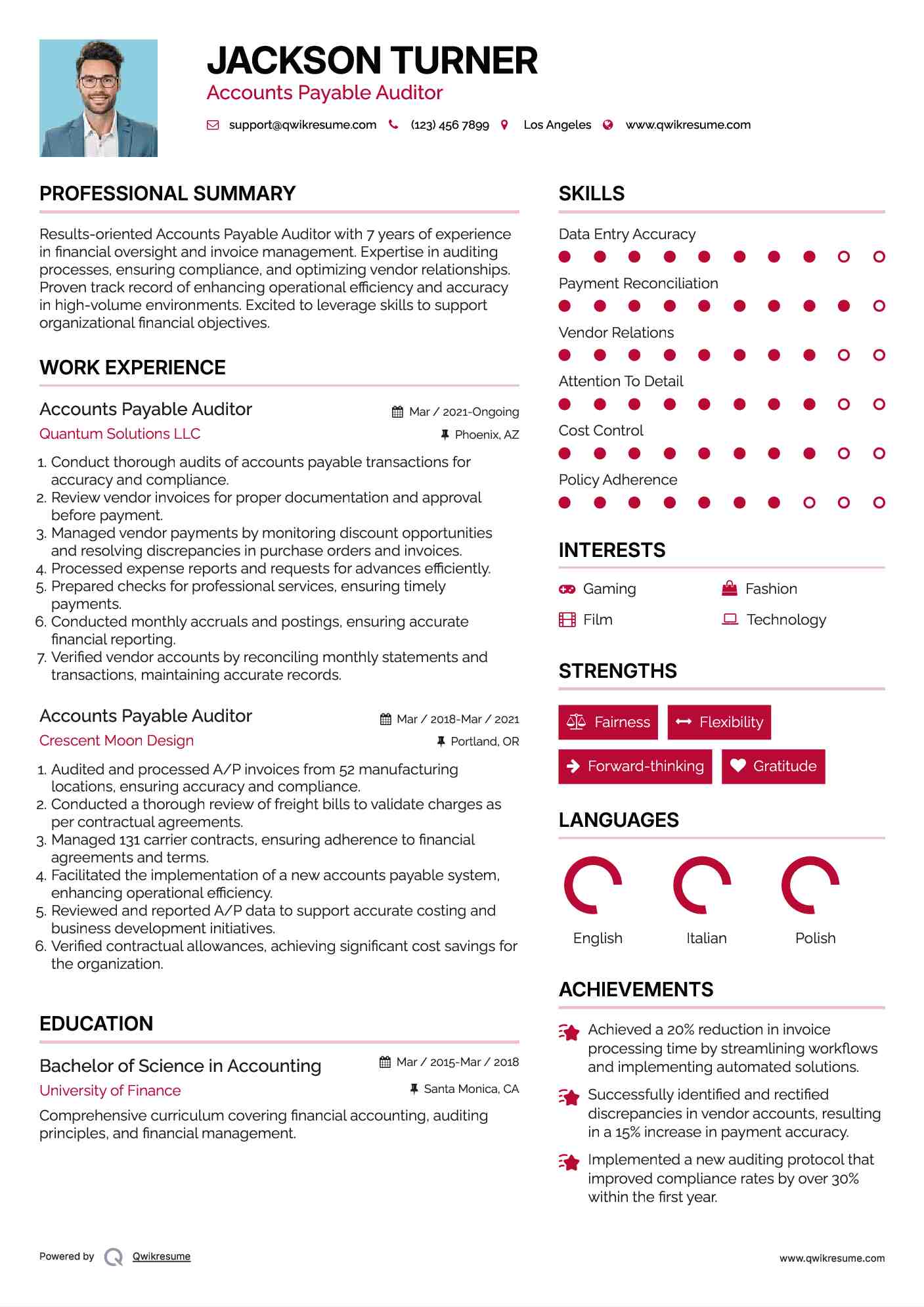 Accounts Payable Auditor Resume Format