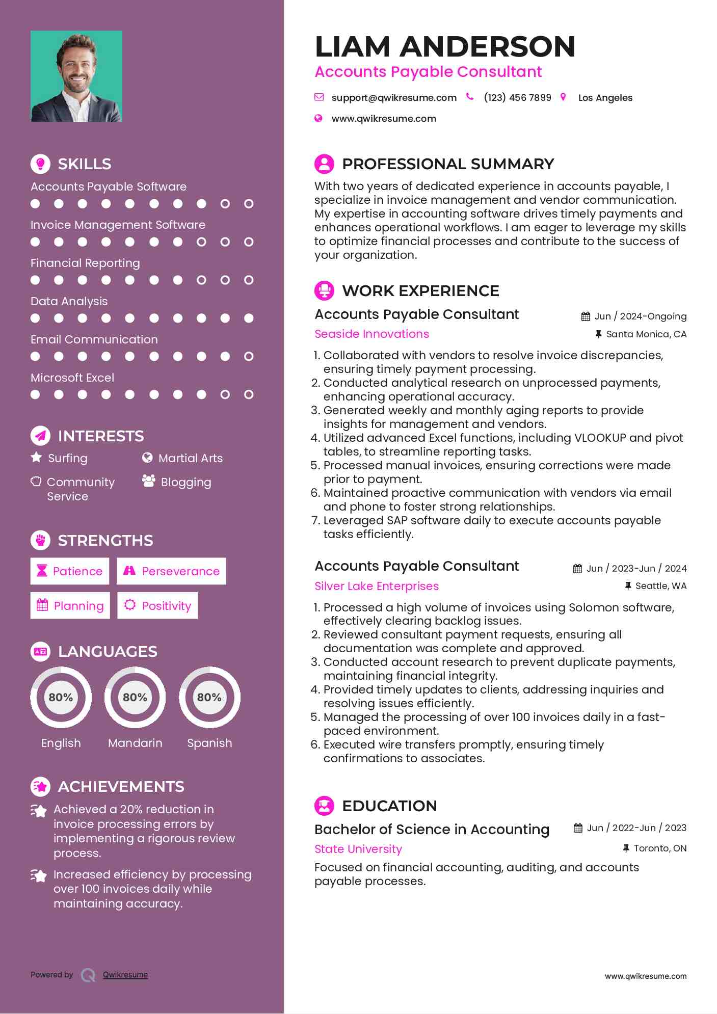 Accounts Payable Consultant Resume Template