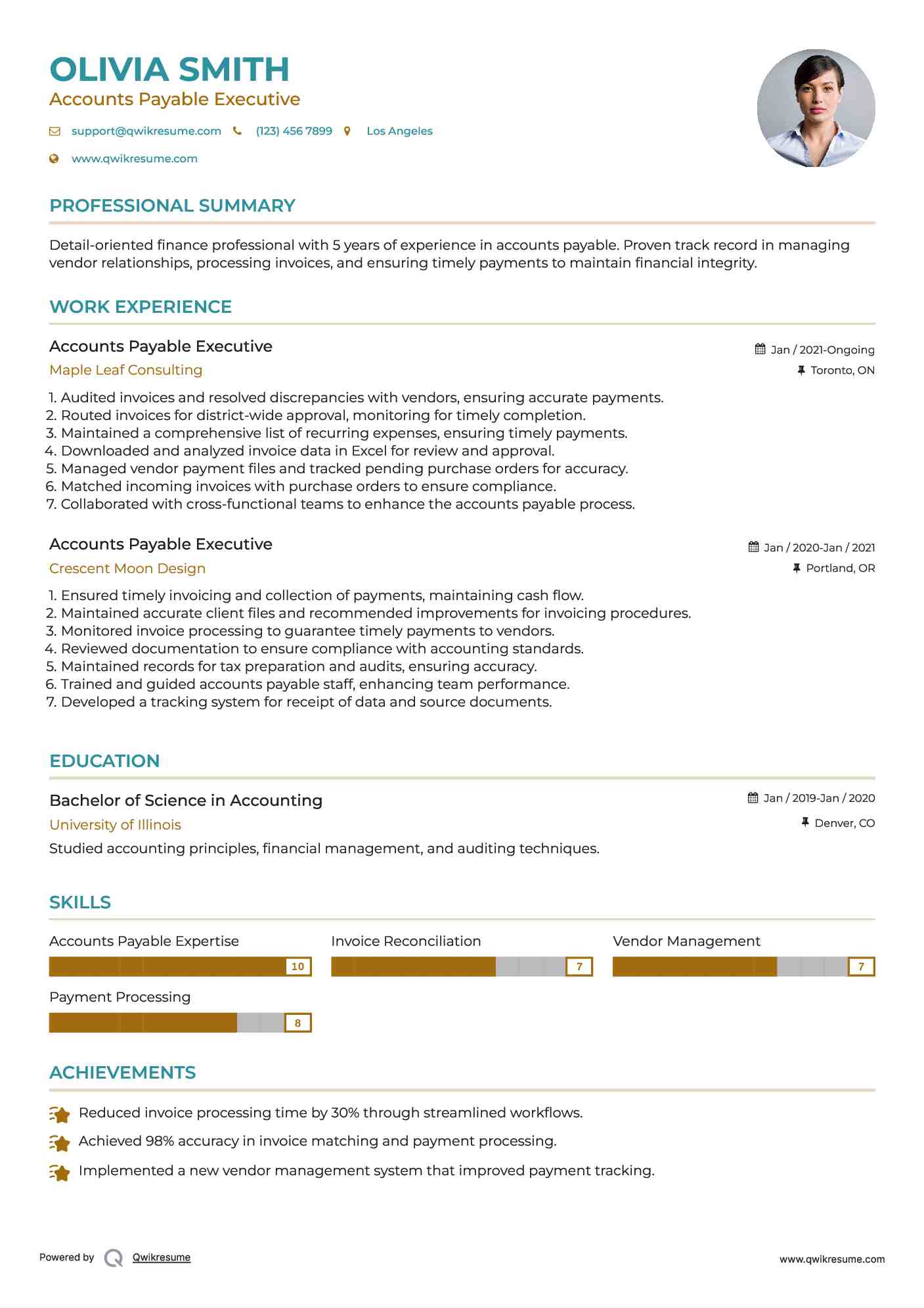 Accounts Payable Executive Resume Format