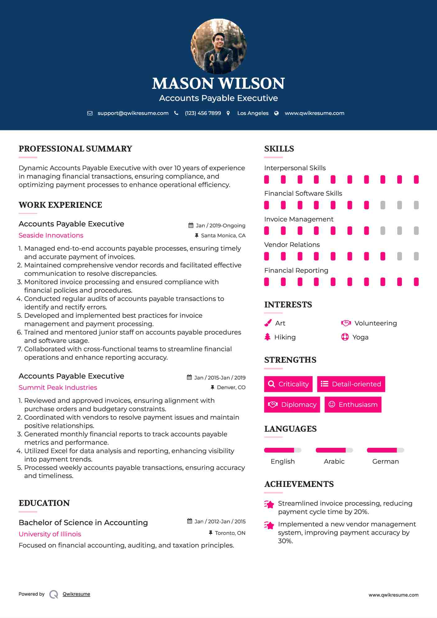 Accounts Payable Executive Resume Example