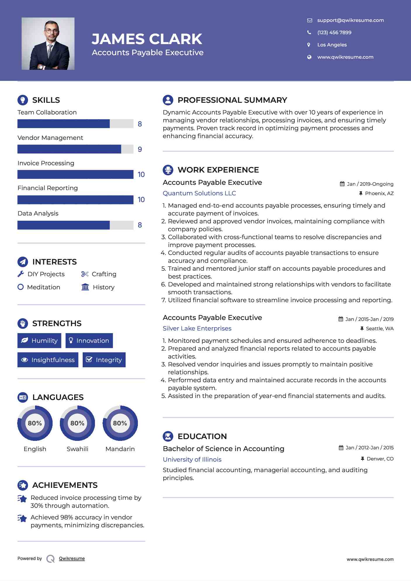 Accounts Payable Executive Resume Template