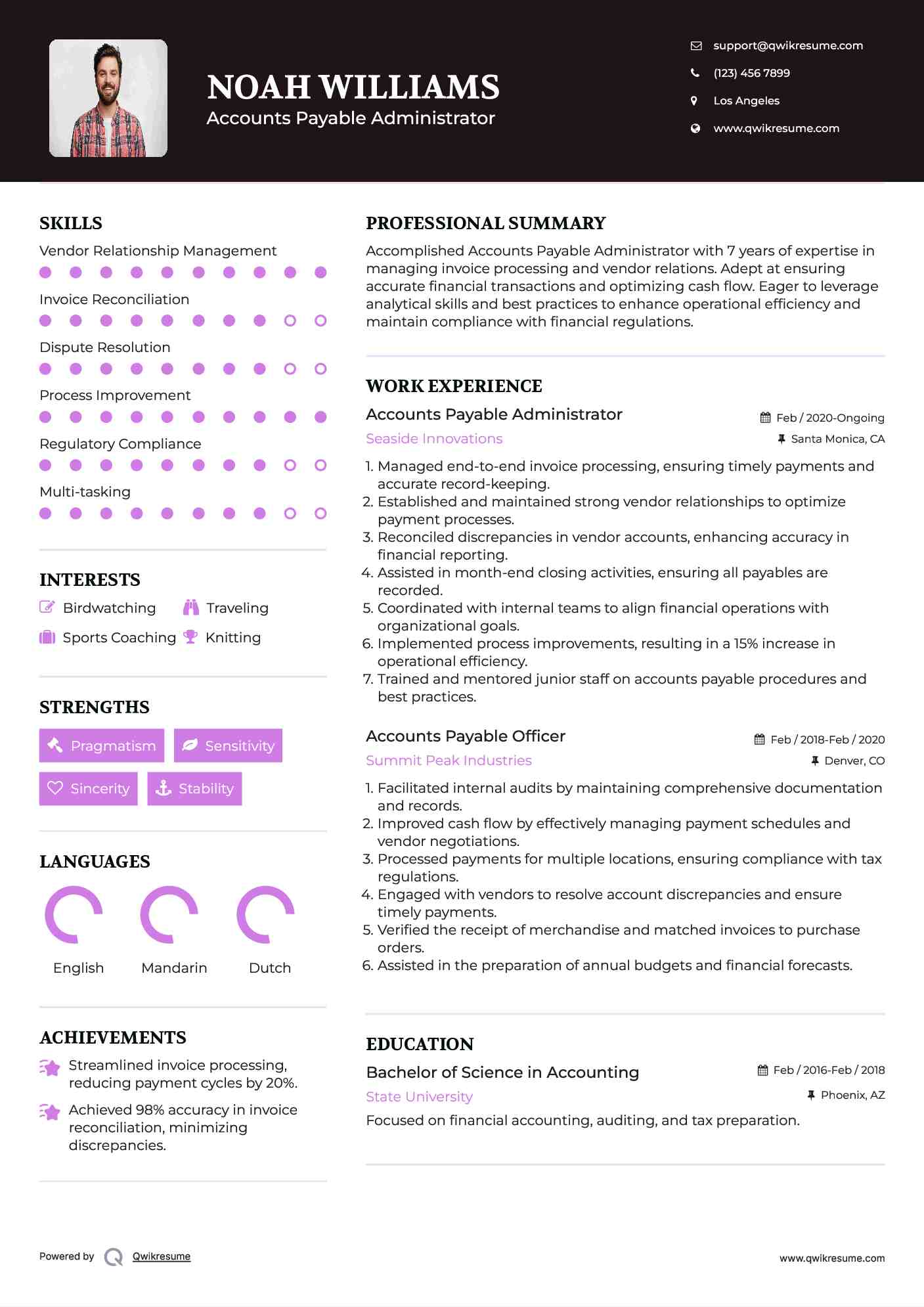 Accounts Payable Administrator Resume Model