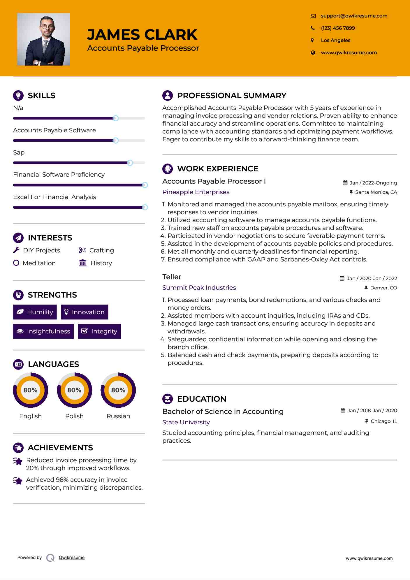 Accounts Payable Processor I Resume Model