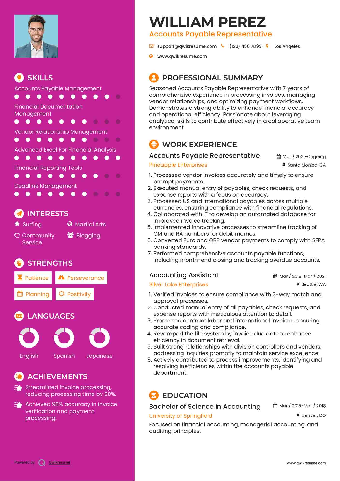 Accounts Payable Representative Resume Format